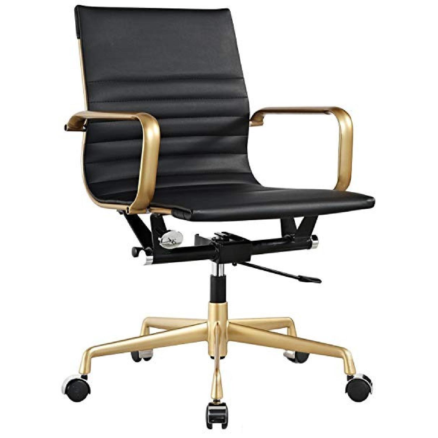Meelano M348 Vegan Leather Office Chair in Black & Gold - image-6
