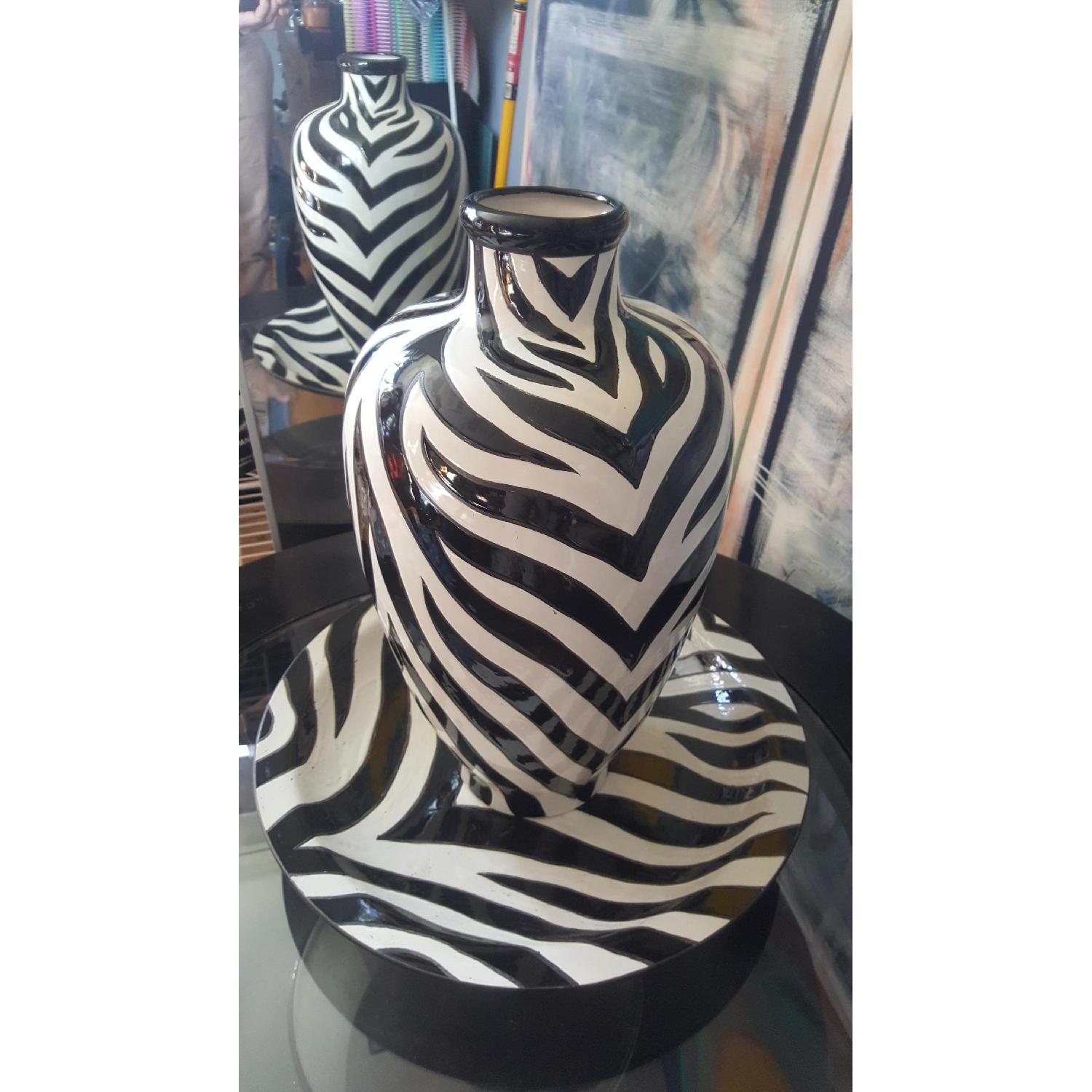 Z Gallerie Zebra Plate & Vase - image-1