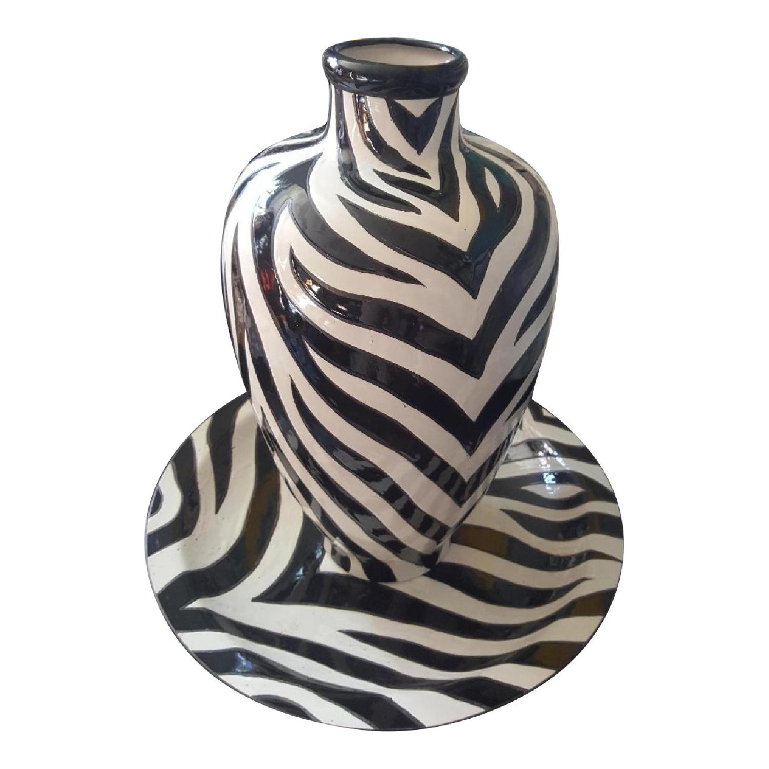 Z Gallerie Zebra Plate & Vase - image-0