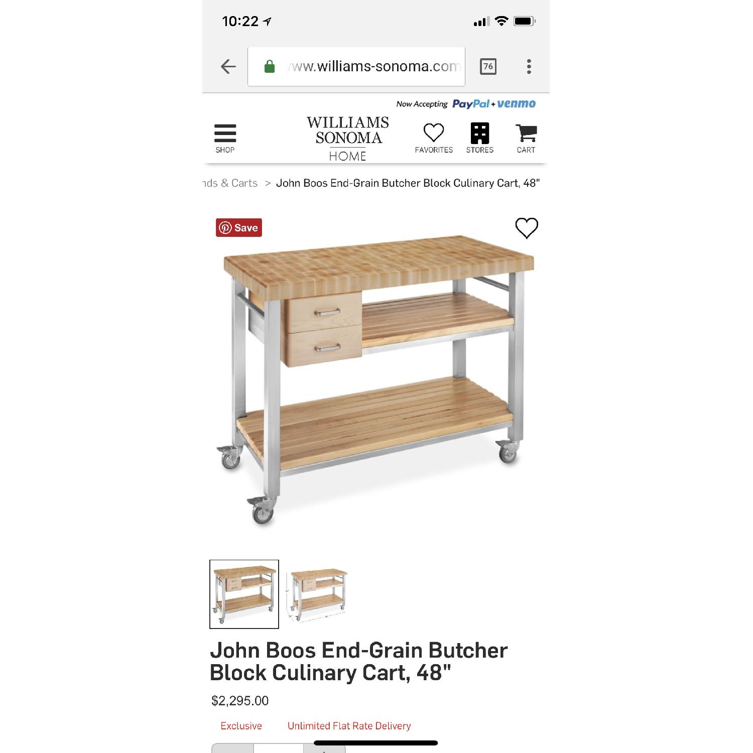 John Boos End Grain Butcher Block Kitchen Island Cart Aptdeco