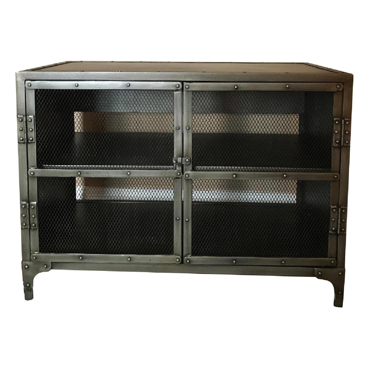 Restoration Hardware Aged Gunmetal Industrial Iron Console AptDeco