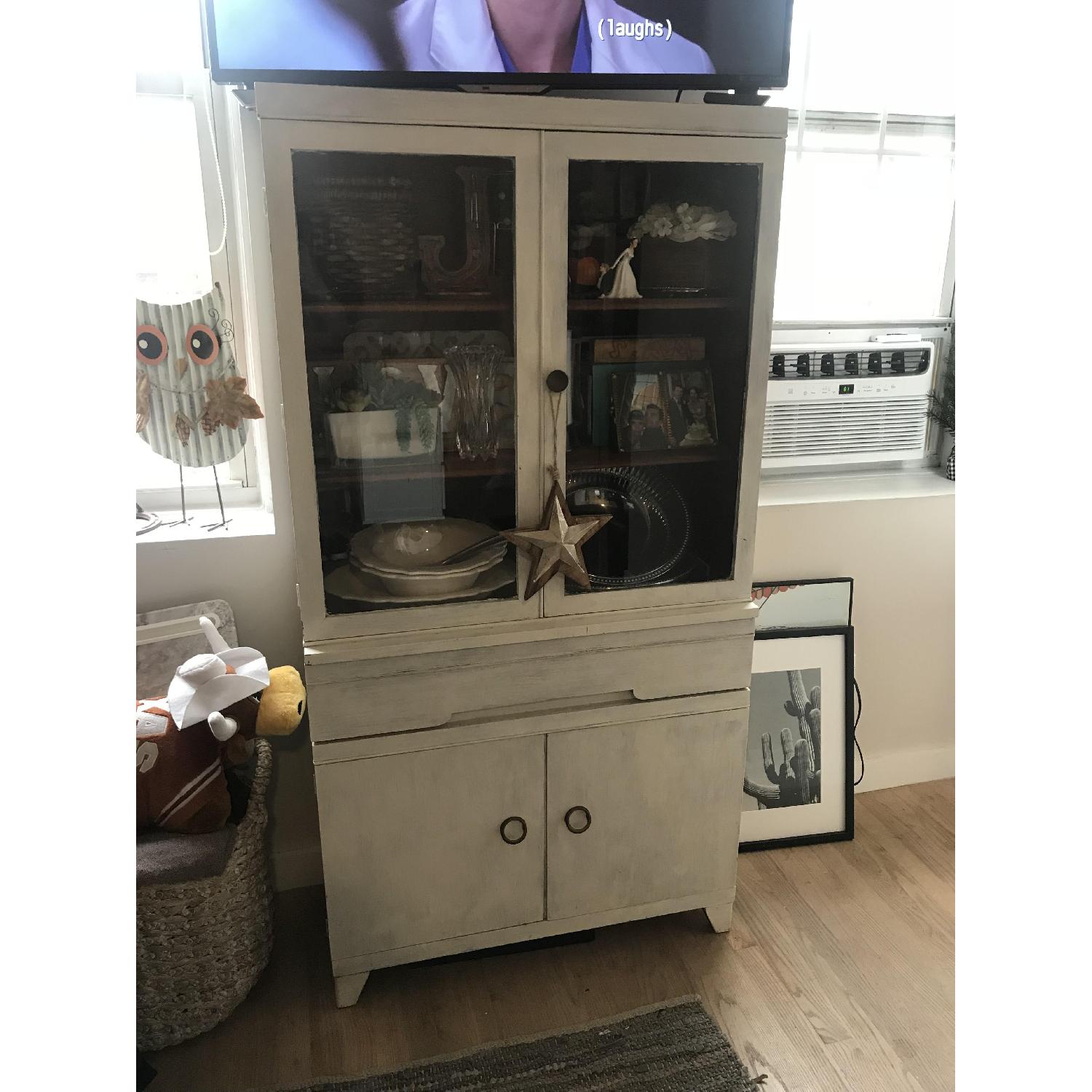 White Chalk-Painted Farm House China Cabinet - image-1