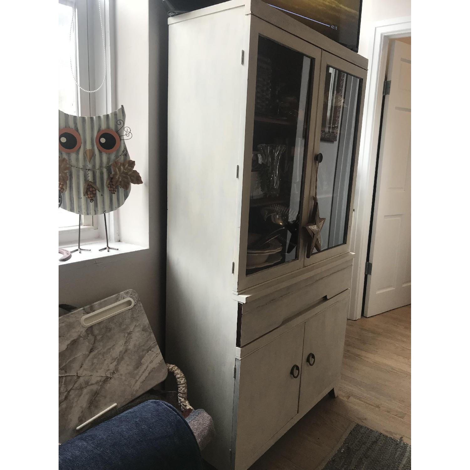 White Chalk-Painted Farm House China Cabinet - image-8