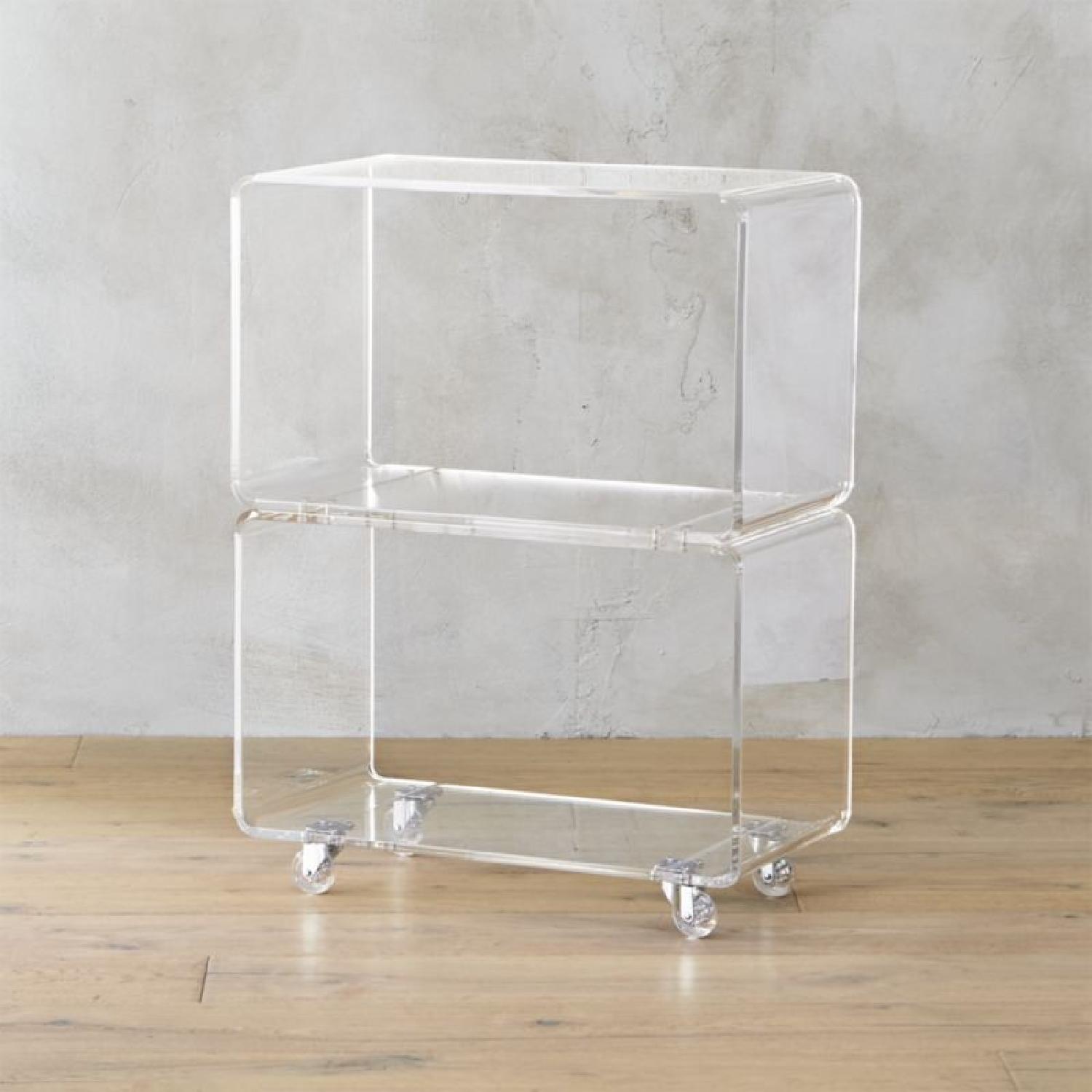 CB2 Peekaboo Acrylic Rolling Two Shelf Cart - image-7