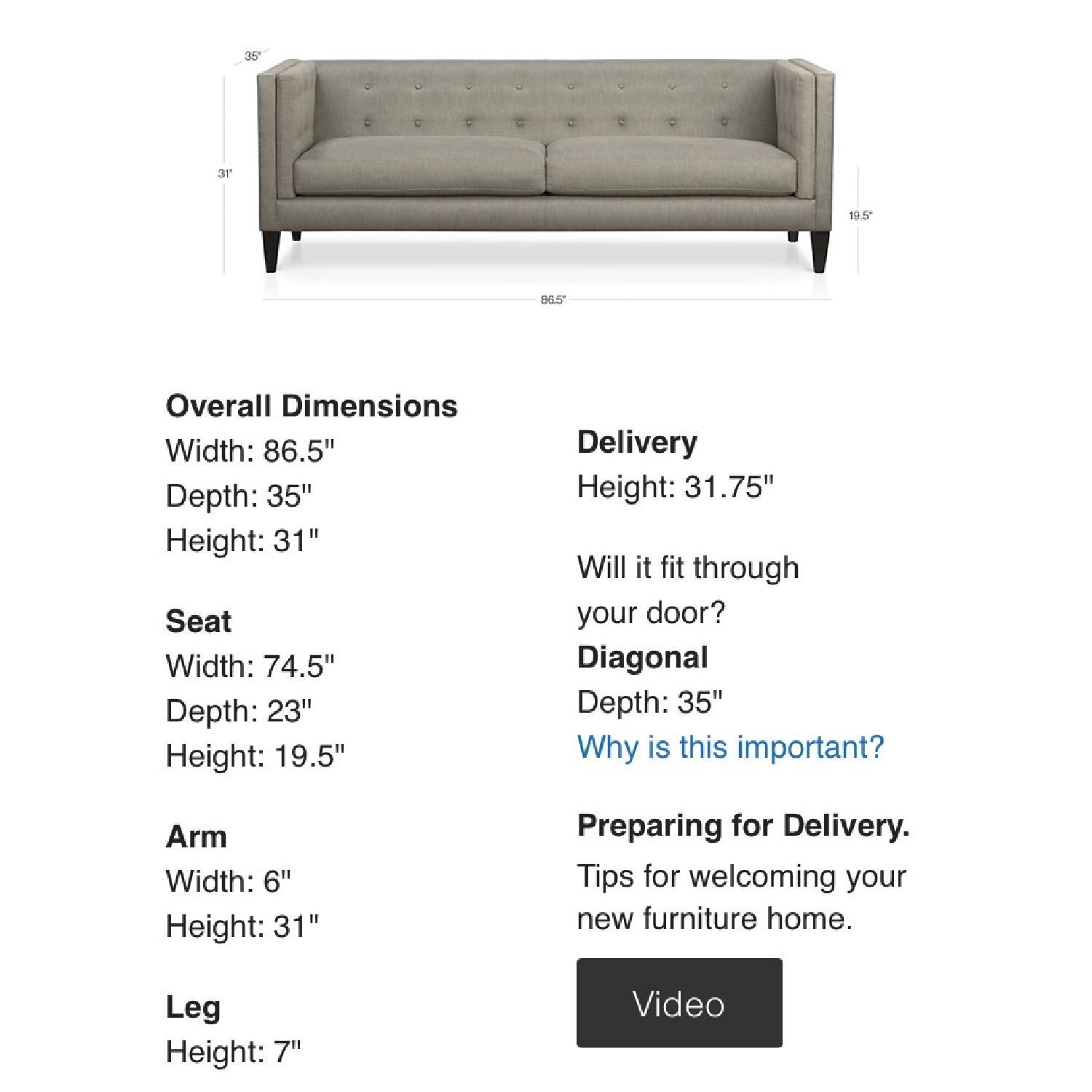 Crate & Barrel Aidan Sofa - image-1