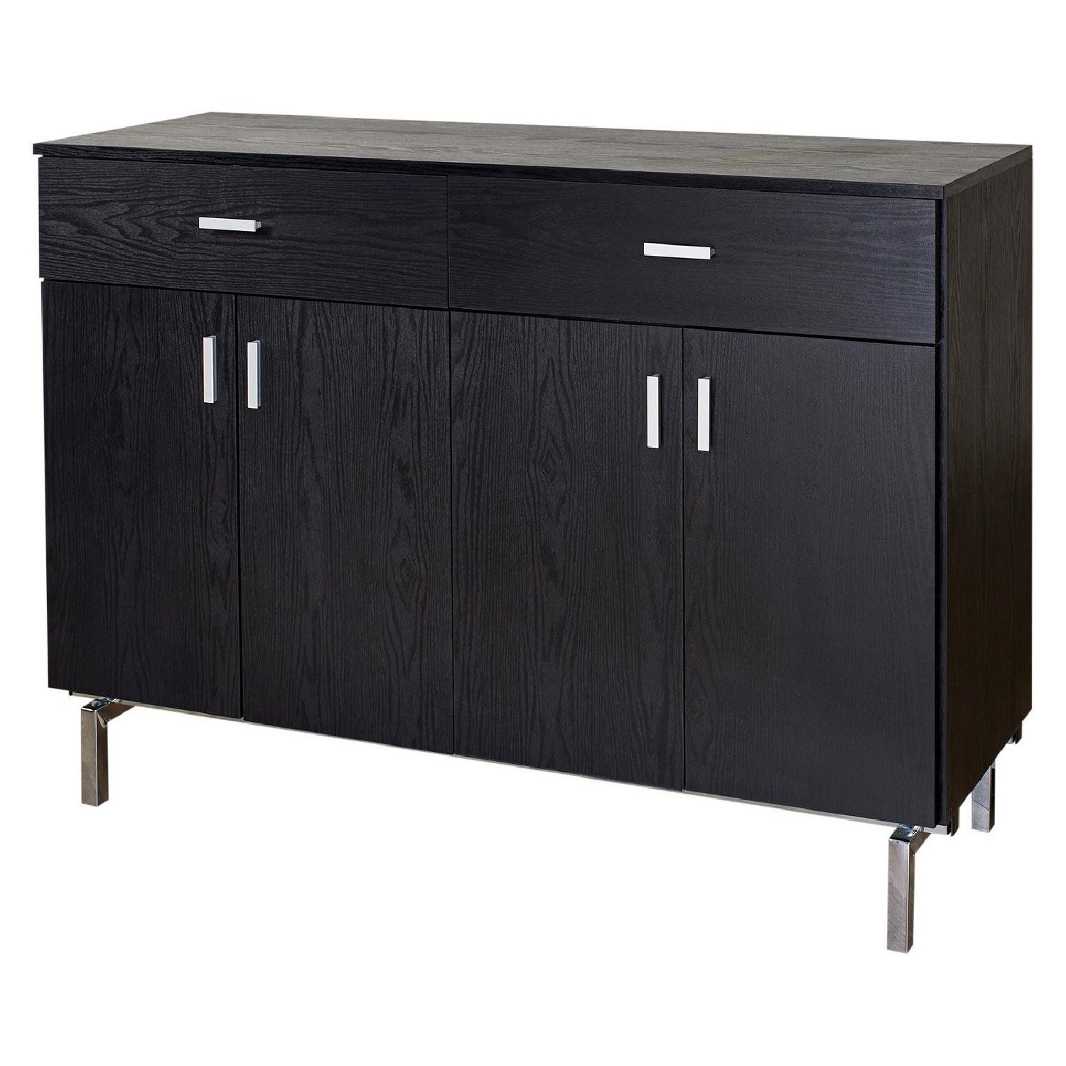 Furniture of America Mason Black Buffet w/ Wine Rack AptDeco