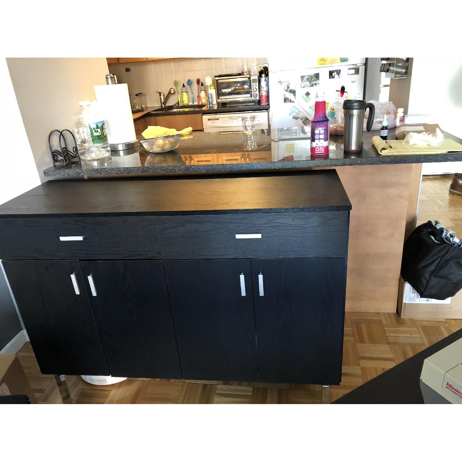 Furniture of America Mason Black Buffet w/ Wine Rack AptDeco