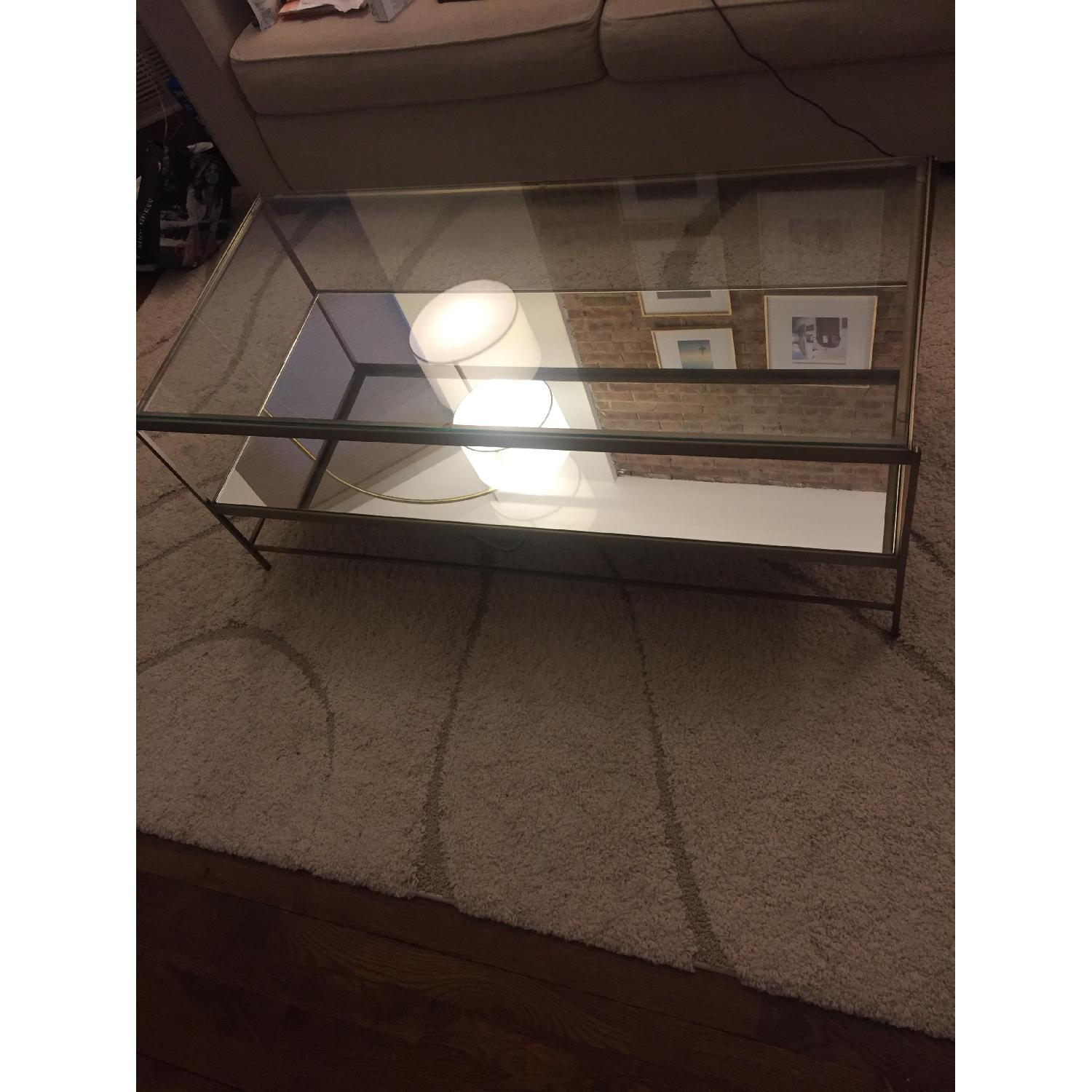 Pottery Barn Leona Rectangular Coffee Table in Brass Finish - image-4