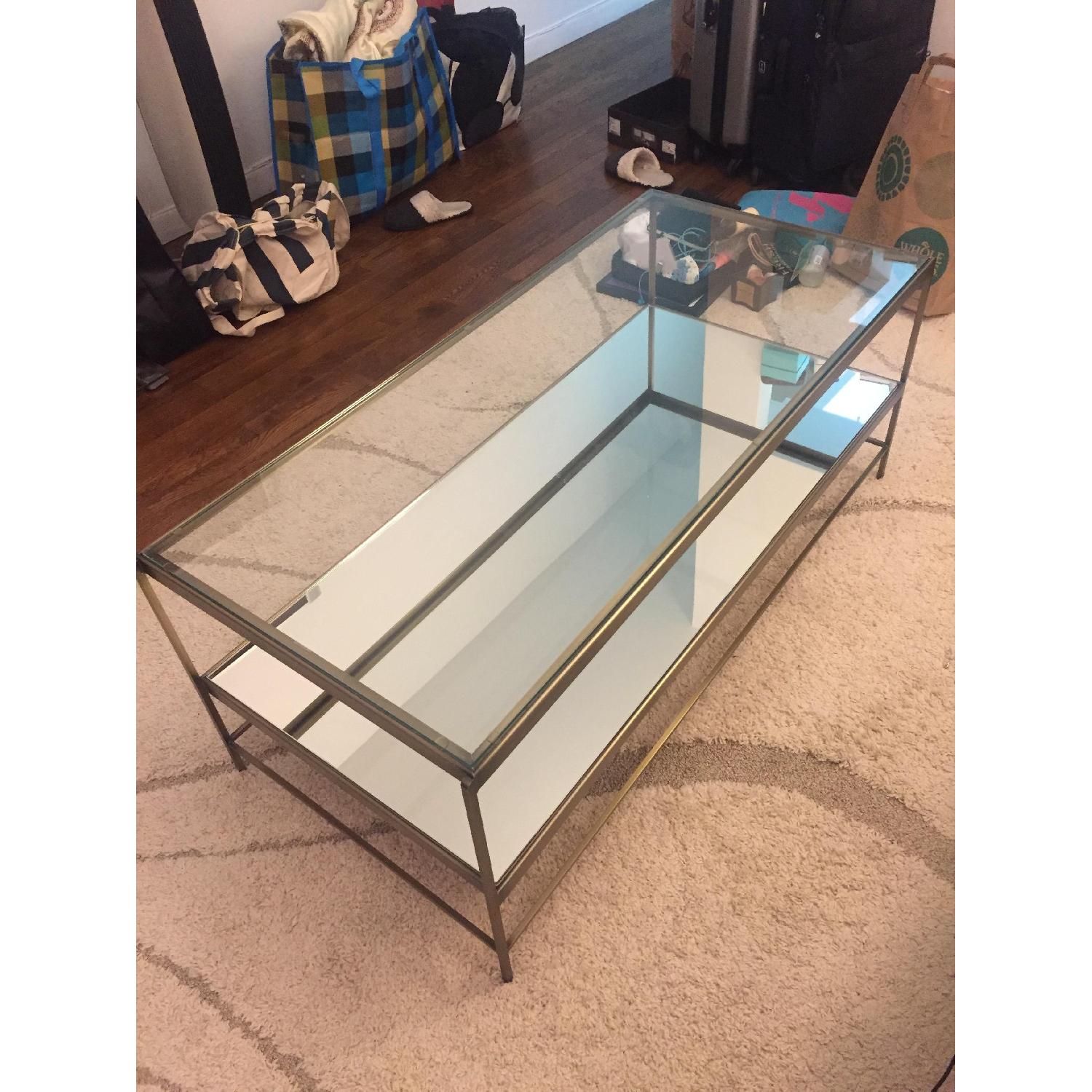 Pottery Barn Leona Rectangular Coffee Table in Brass Finish - image-5