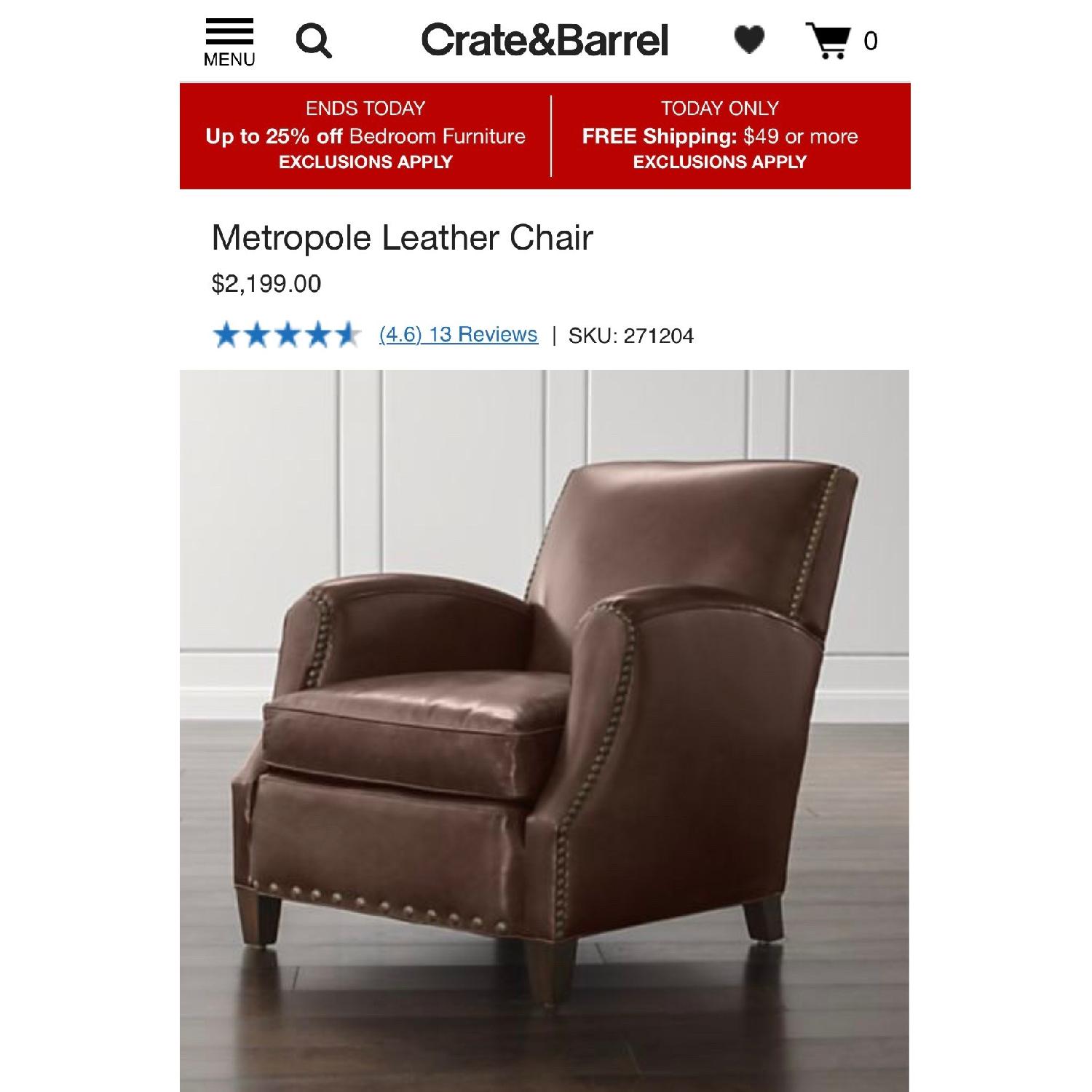 Crate & Barrel Metropole Leather Chair - image-3