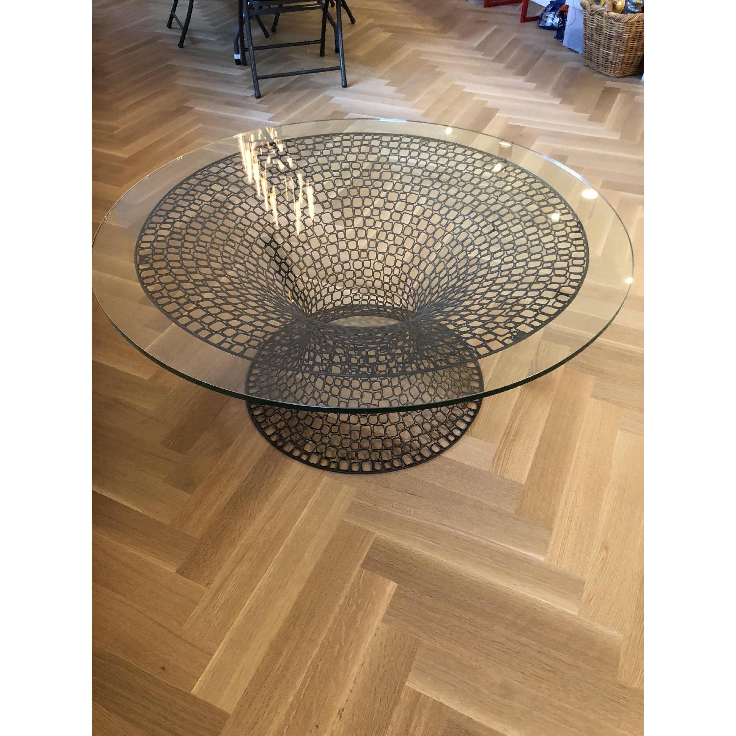 Mid-Century Modern Glass-Top Round Coffee Table - image-2