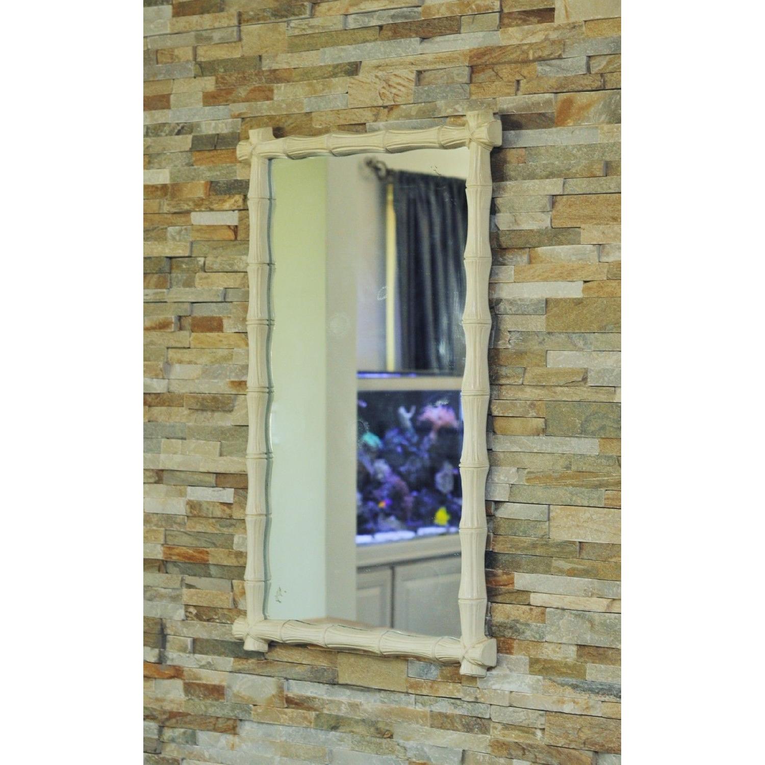 Mid Century Hollywood Regency Faux Bamboo Large Wall Mirror - image-2