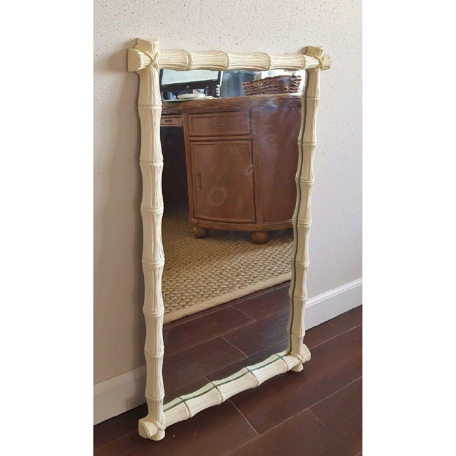 Mid Century Hollywood Regency Faux Bamboo Large Wall Mirror - image-3