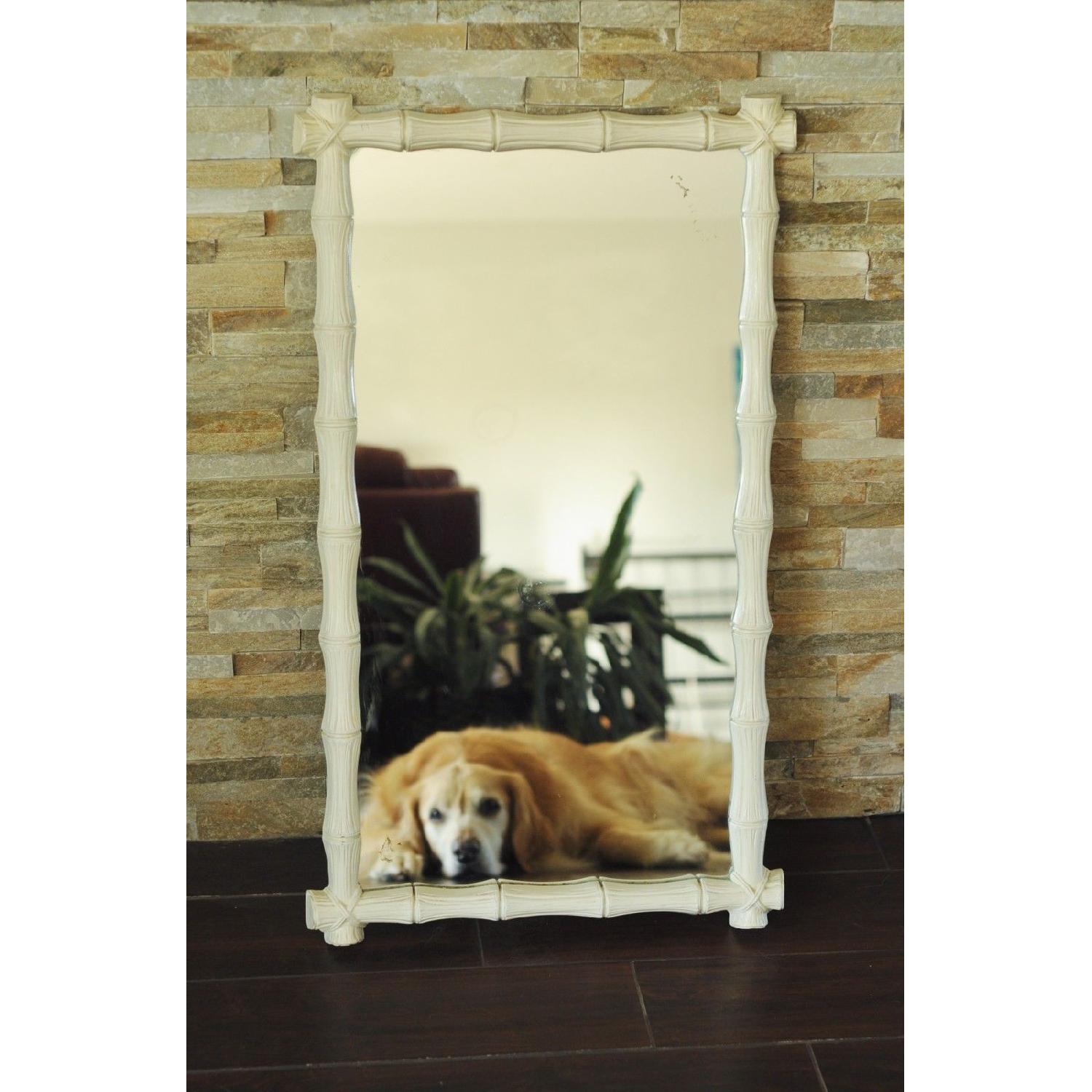 Mid Century Hollywood Regency Faux Bamboo Large Wall Mirror - image-4