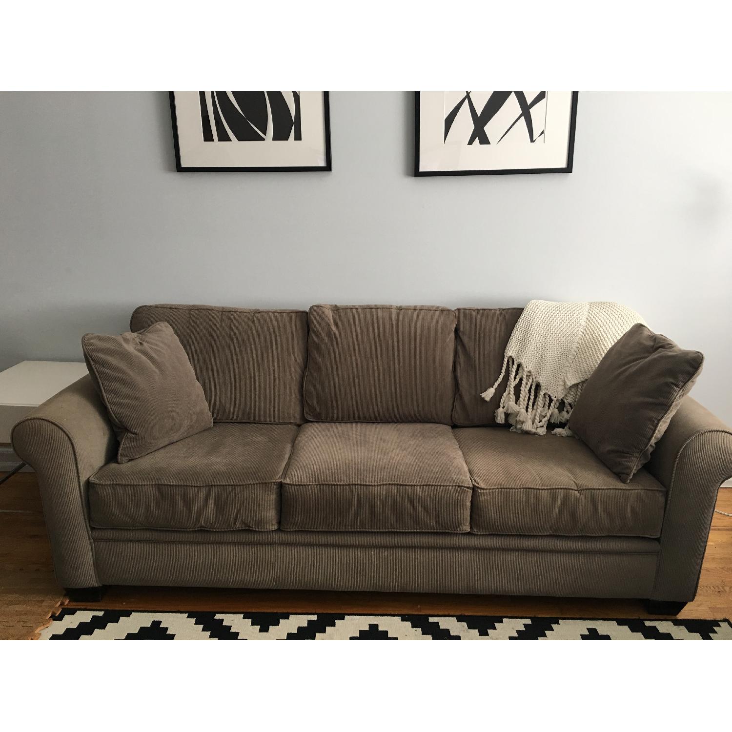 Macy's Remo II Custom Microfiber Fabric Sofa + Loveseat in Gray - image-1