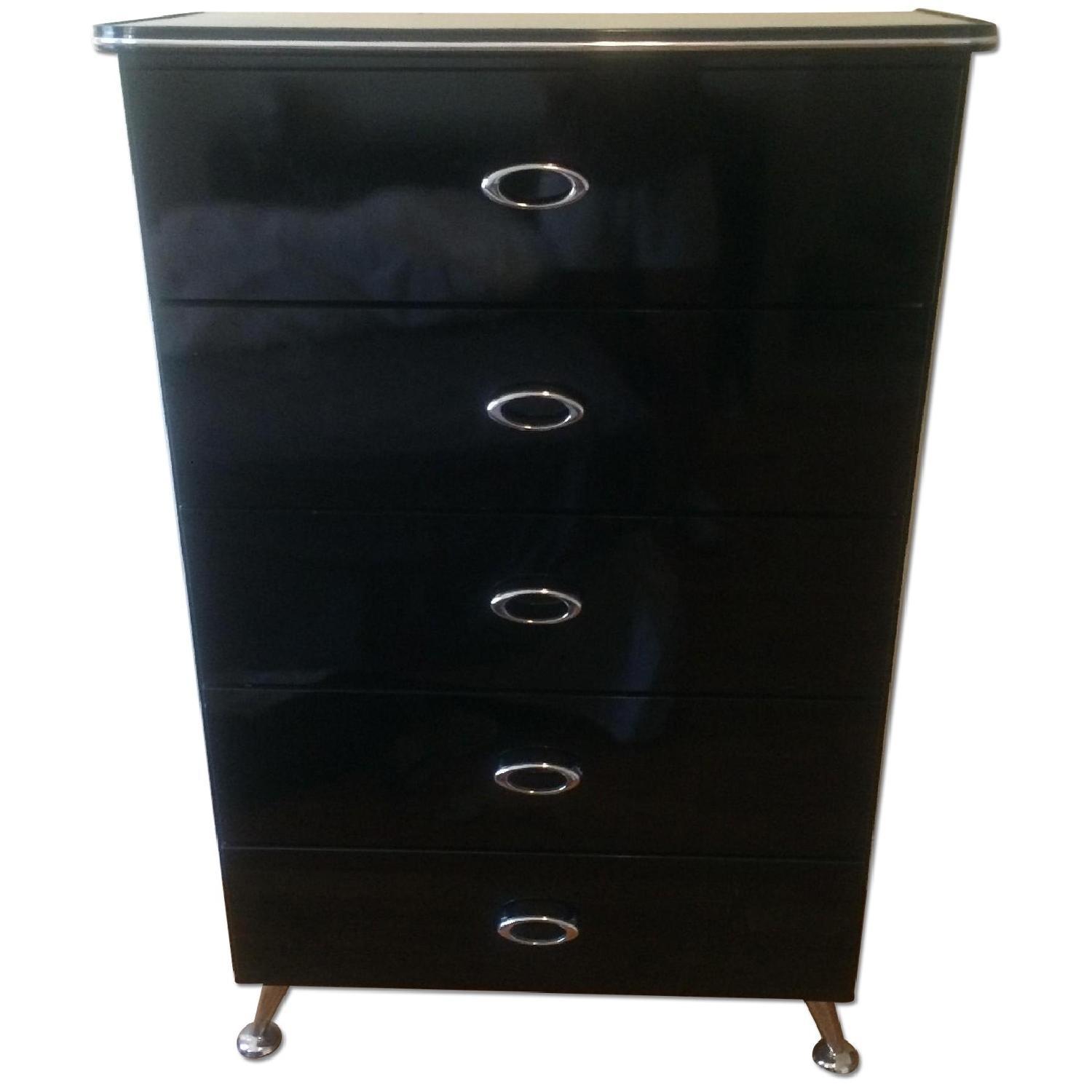 Ashley's Tall Black Lacquer Dresser - image-0