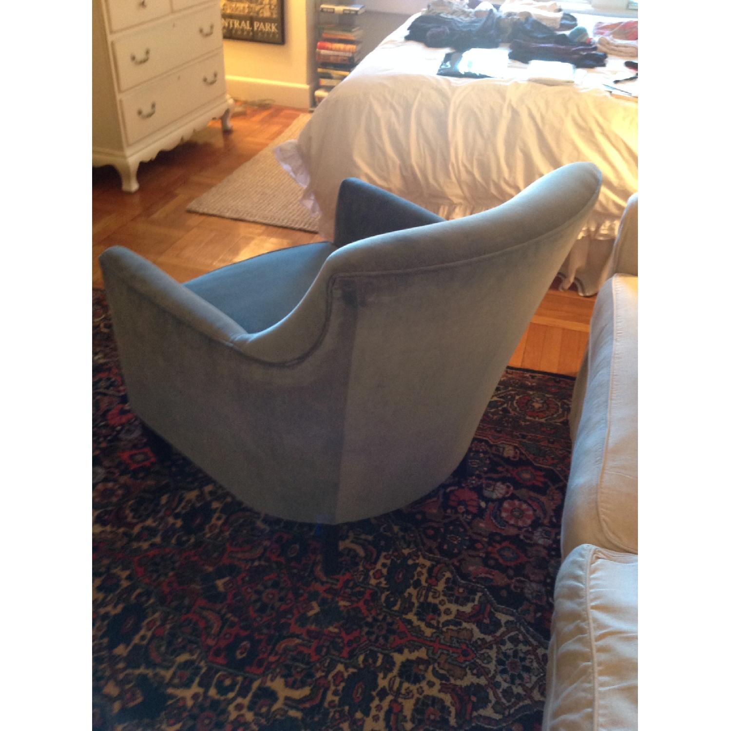 Crate & Barrel Blue Velvet Armchair - image-3