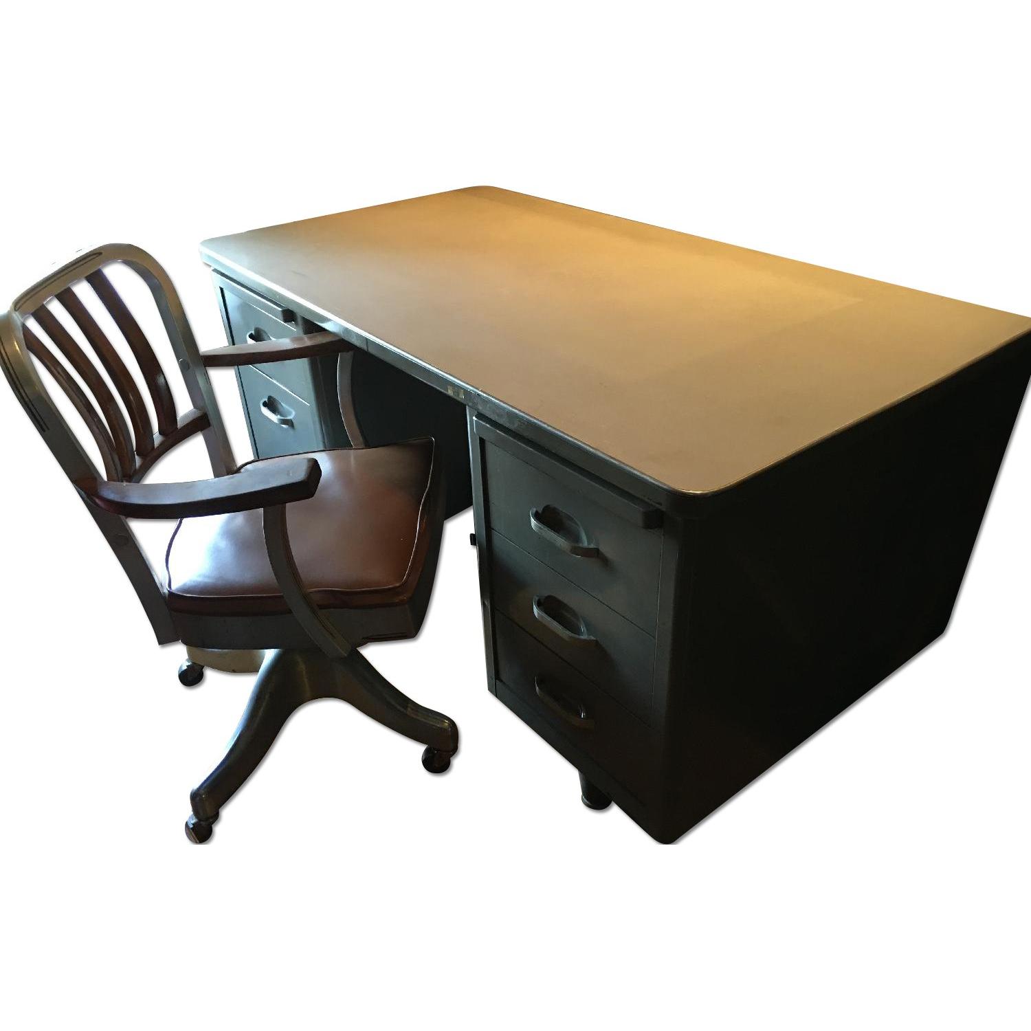 Vintage Tanker Desk & Chair AptDeco