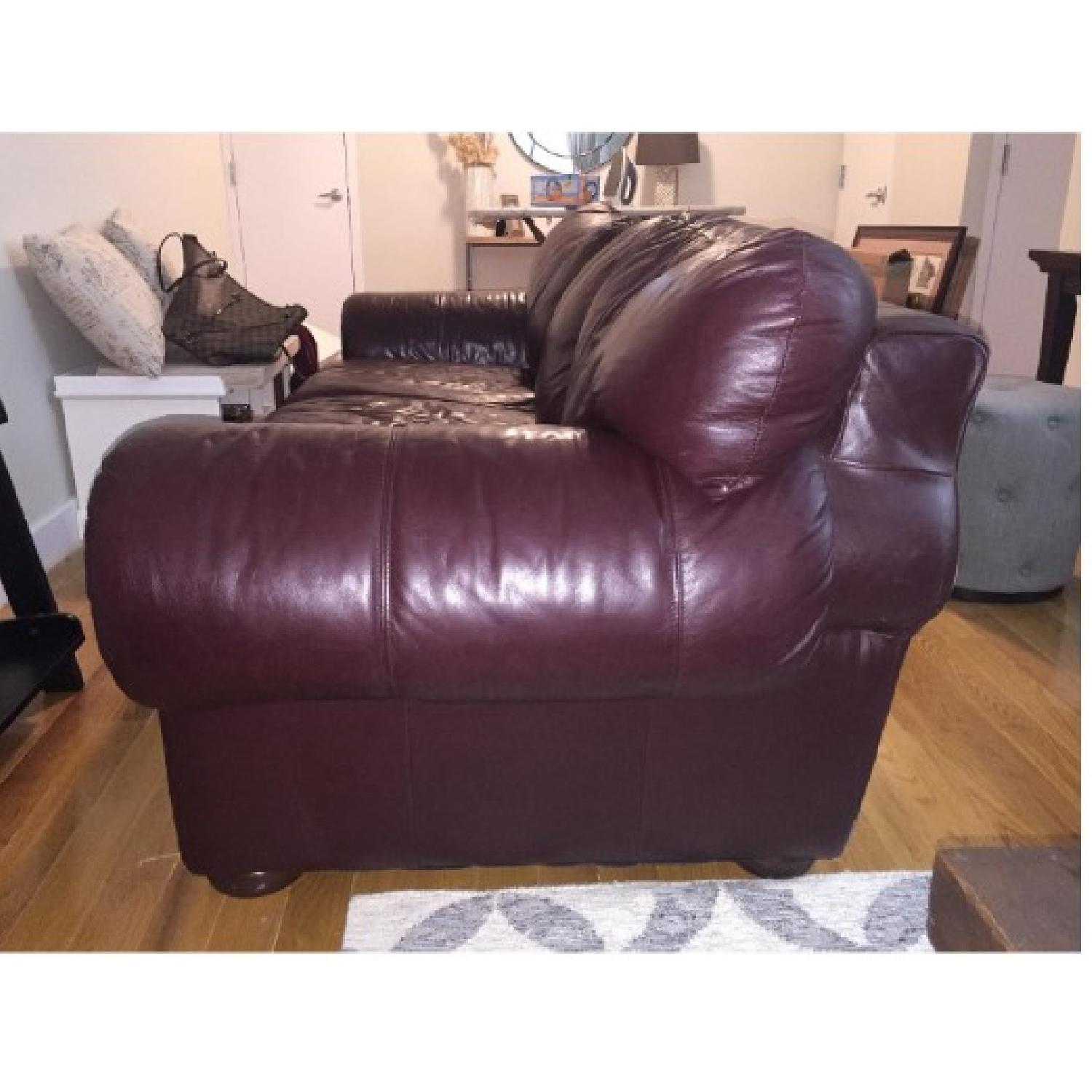 Burgundy Leather Couch - image-3