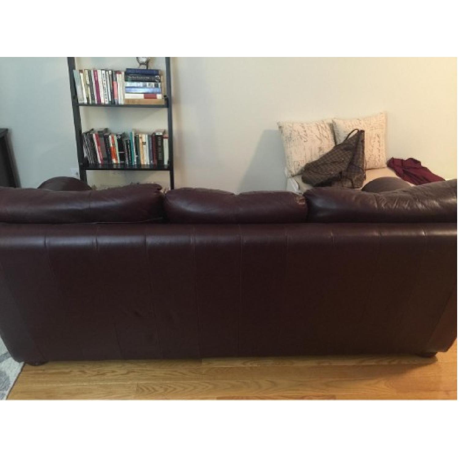 Burgundy Leather Couch - image-4