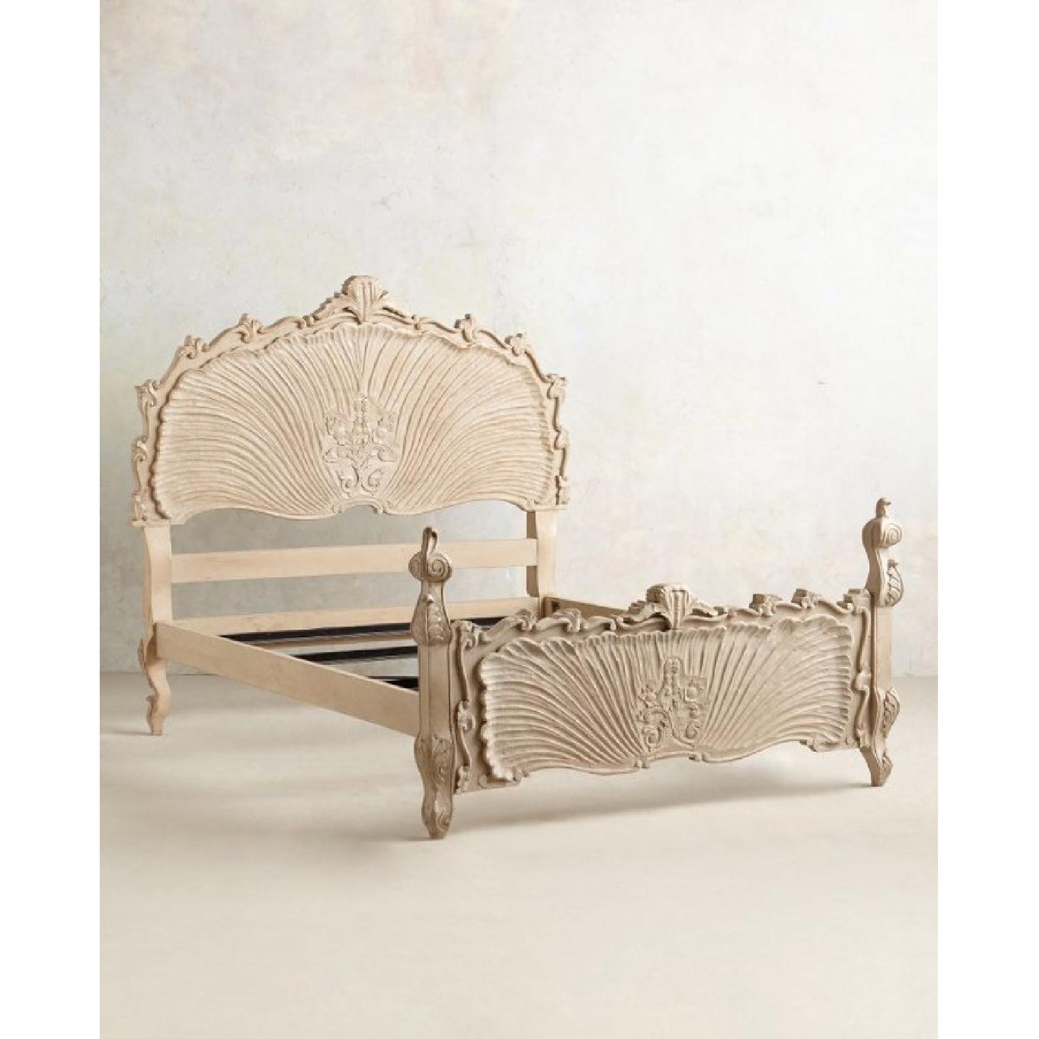 Anthropologie Grey/Blue Wood Queen Size Bed Frame - image-5