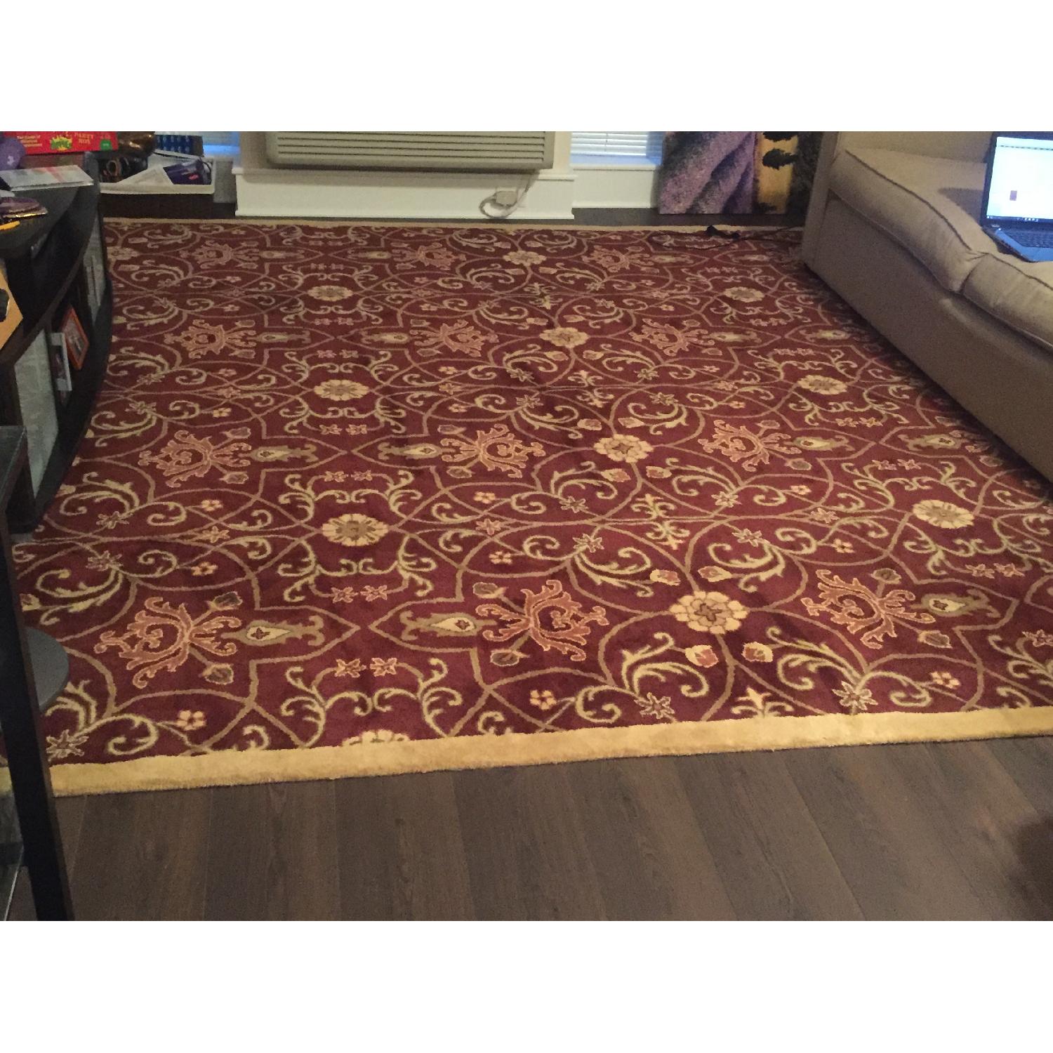 Alliyah Handmade Burgundy New Zealand Blend Wool Rug - image-1