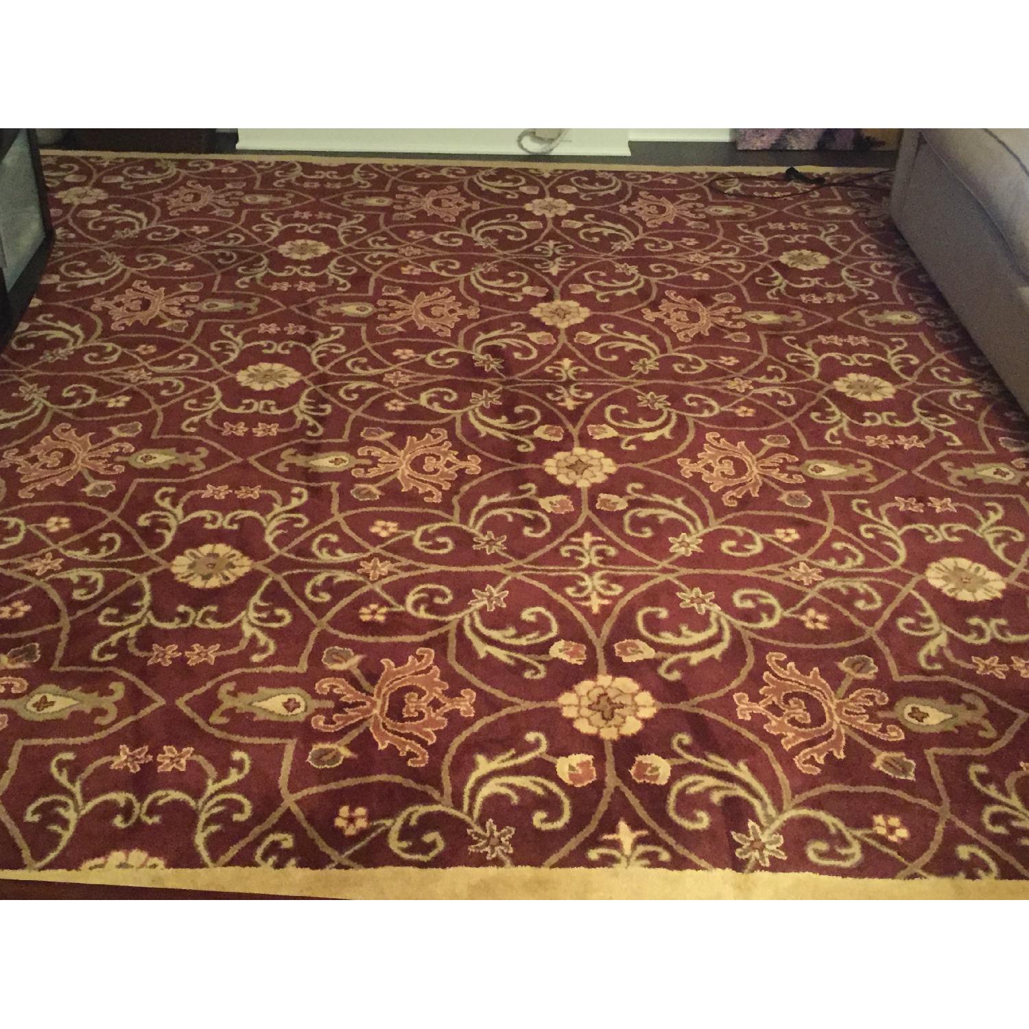 Alliyah Handmade Burgundy New Zealand Blend Wool Rug - image-2