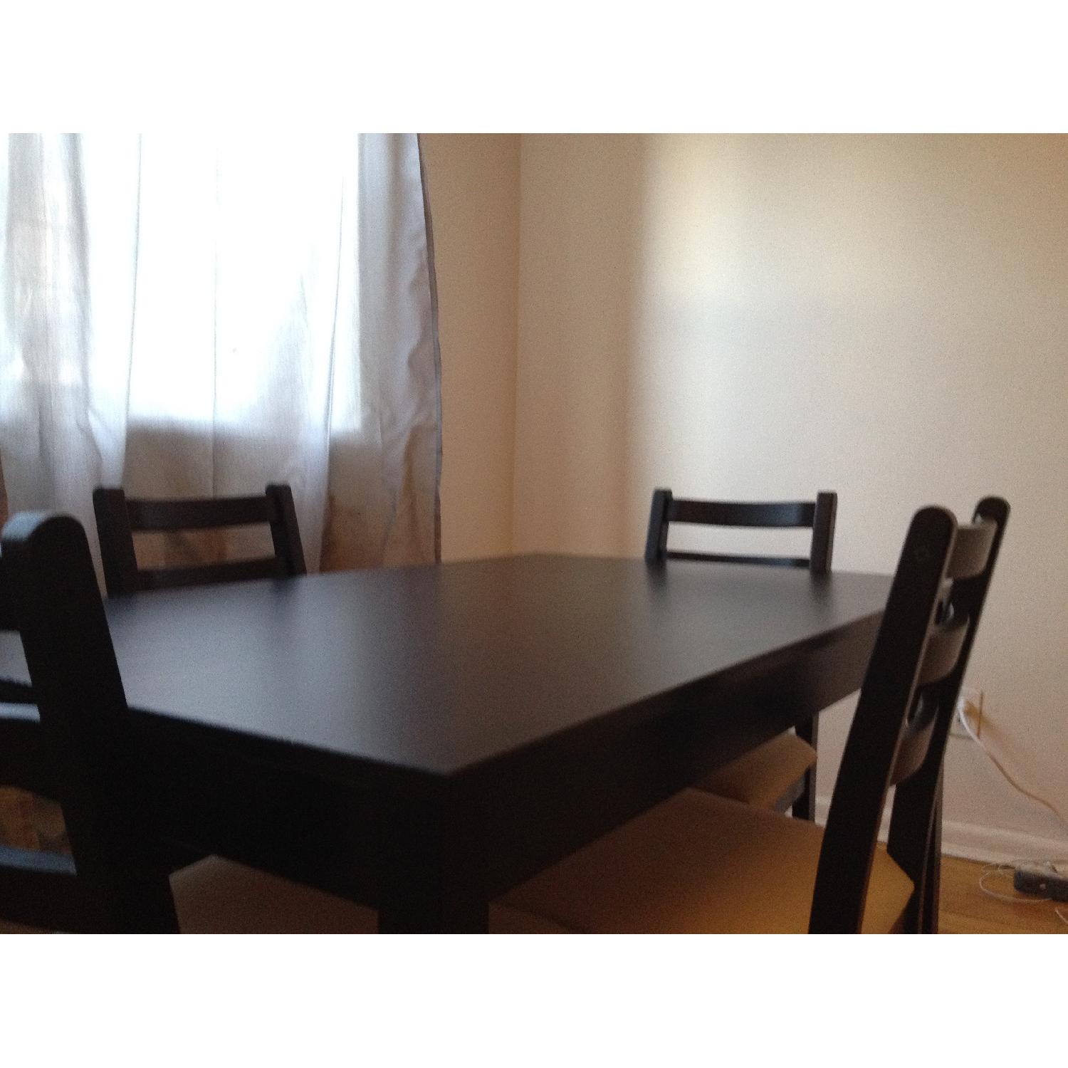 Ikea Lerhamn Table w/ 4 Chairs in Black-Brown/Vittaryd Beige - AptDeco