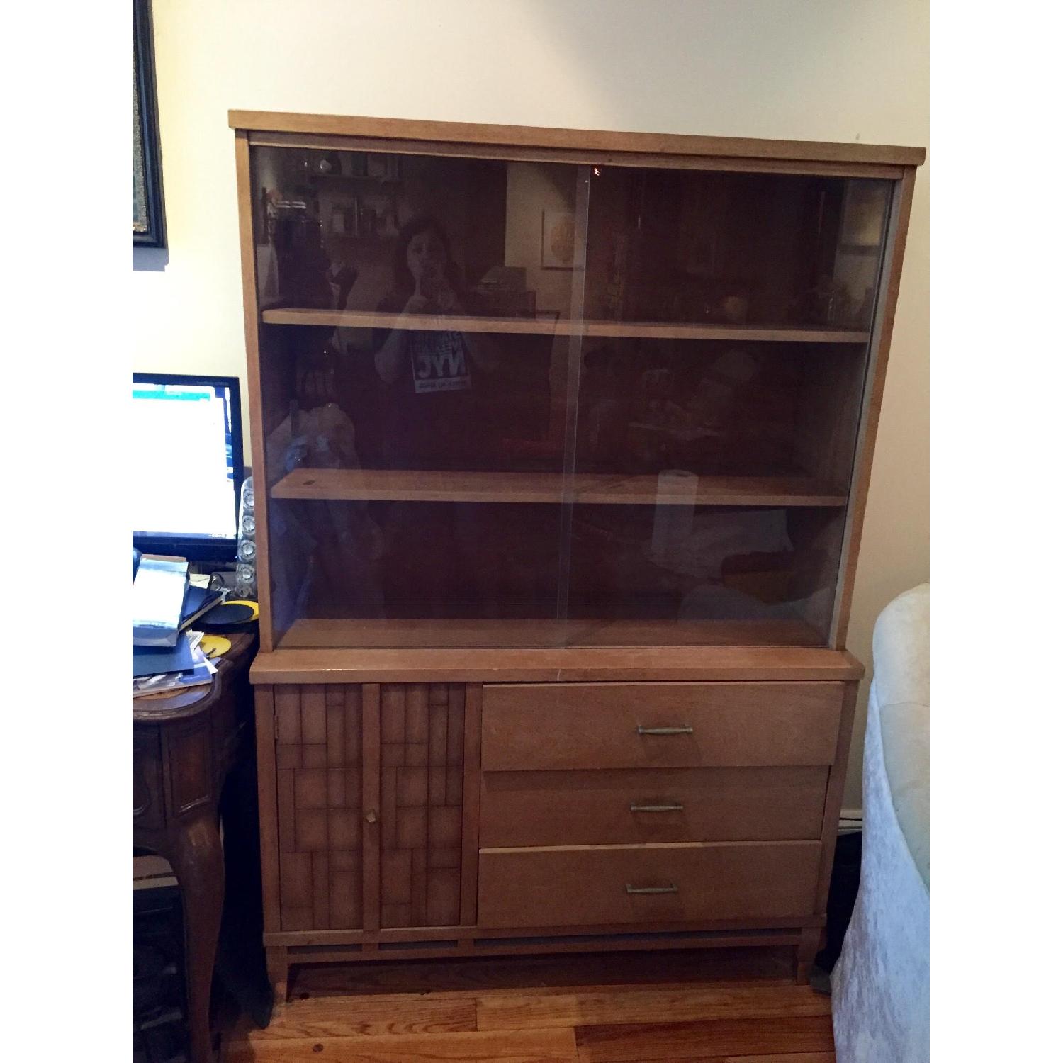 Vintage Mid Century Style Display Case w/ Cabinet & Drawers - image-1