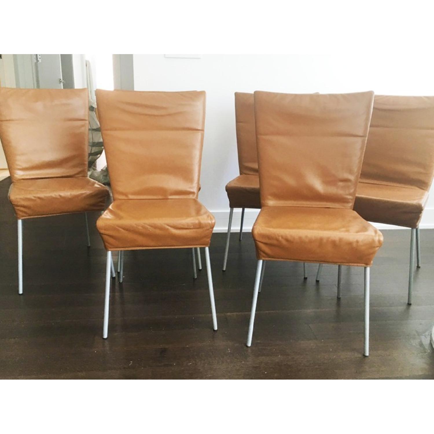 Tan Leather Dining Chairs - image-1