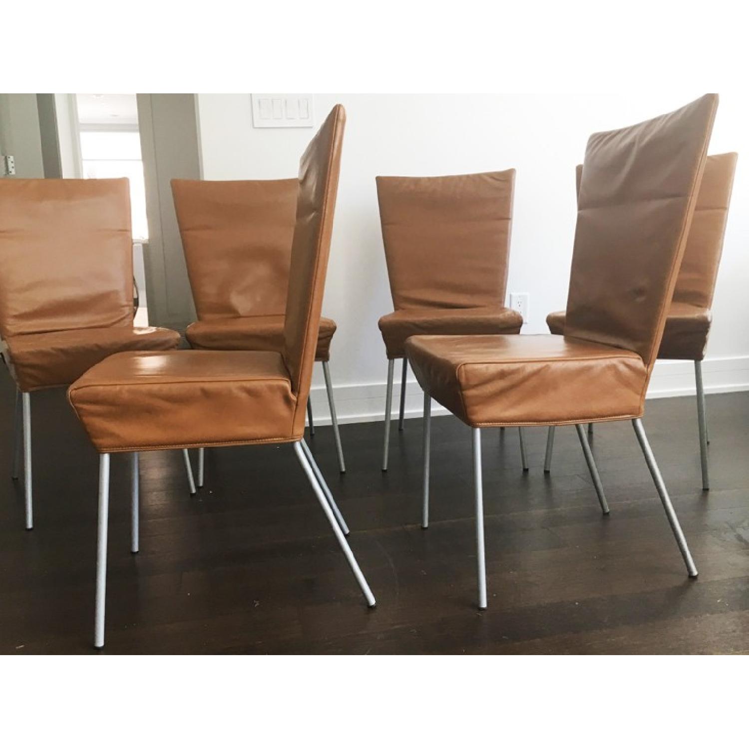 Tan Leather Dining Chairs - image-4