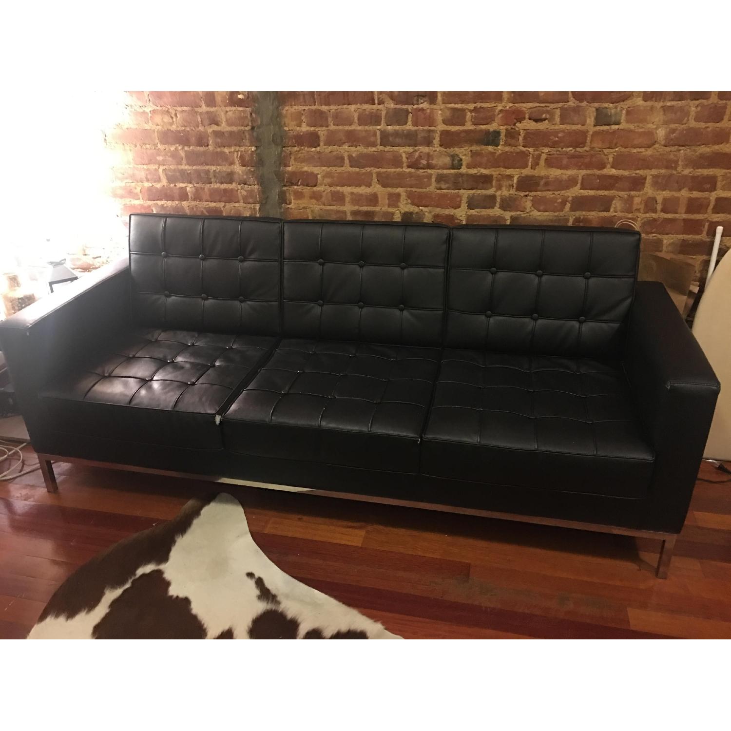 Black Leather Tufted Couch - image-1