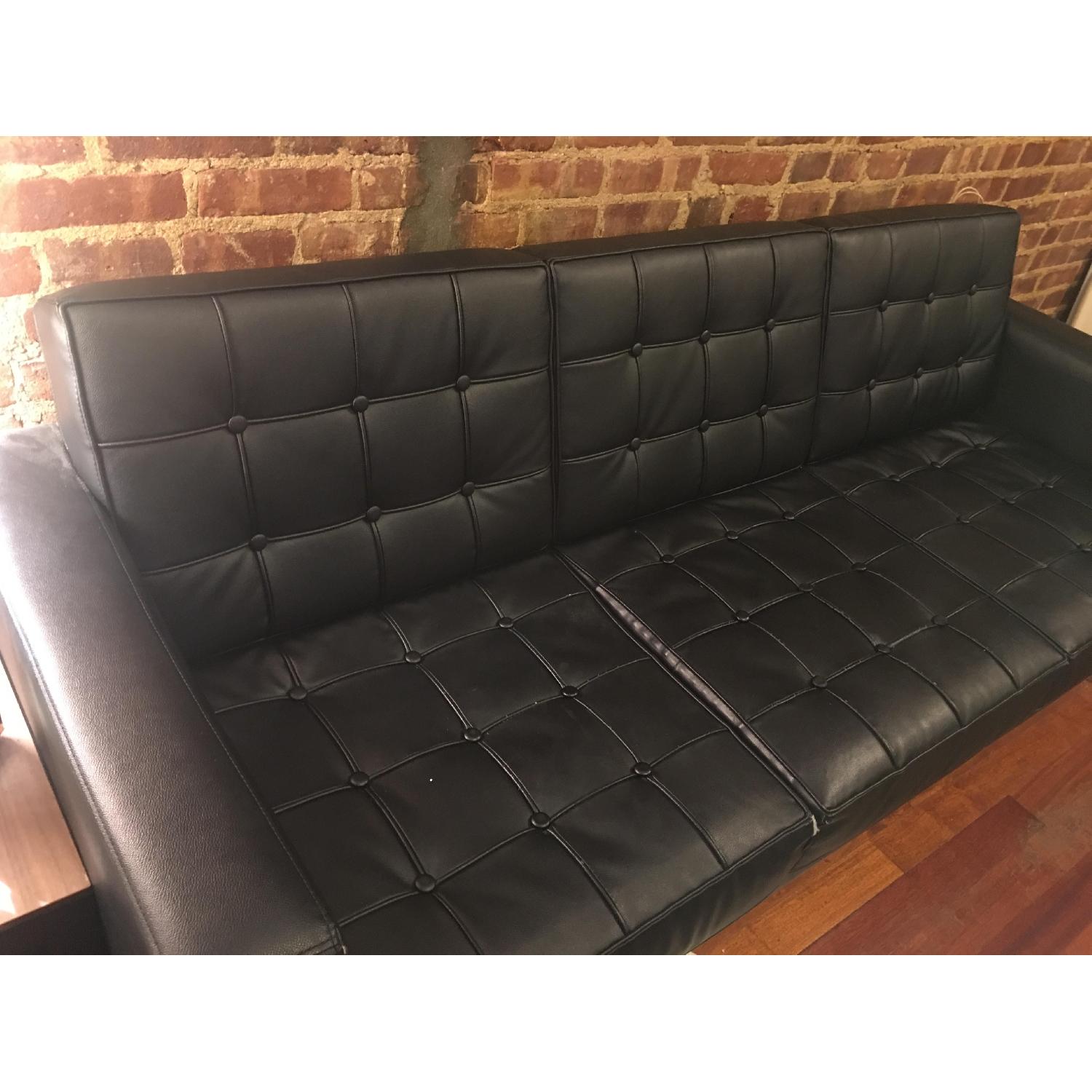 Black Leather Tufted Couch - image-3