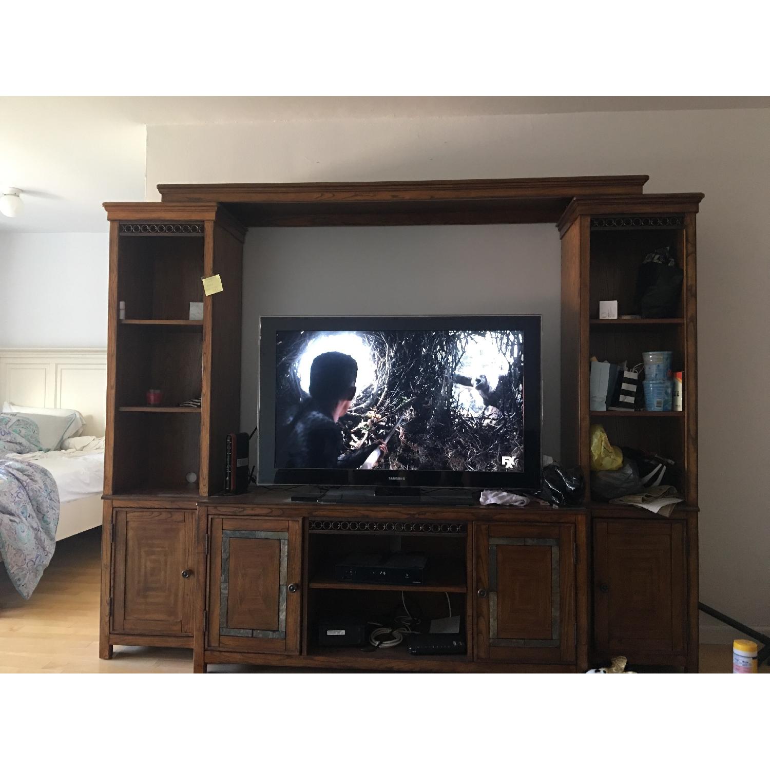 Raymour & Flanigan Wood Entertainment Center - image-1
