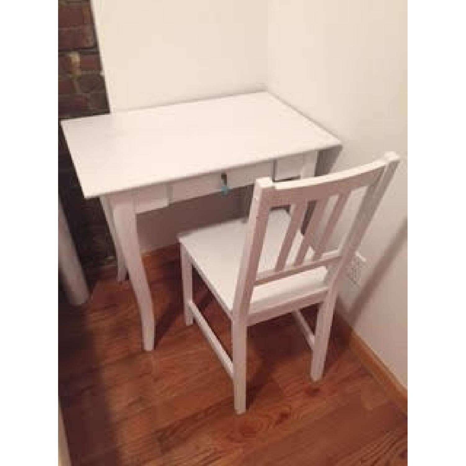White Painted Desk & Chair - image-1