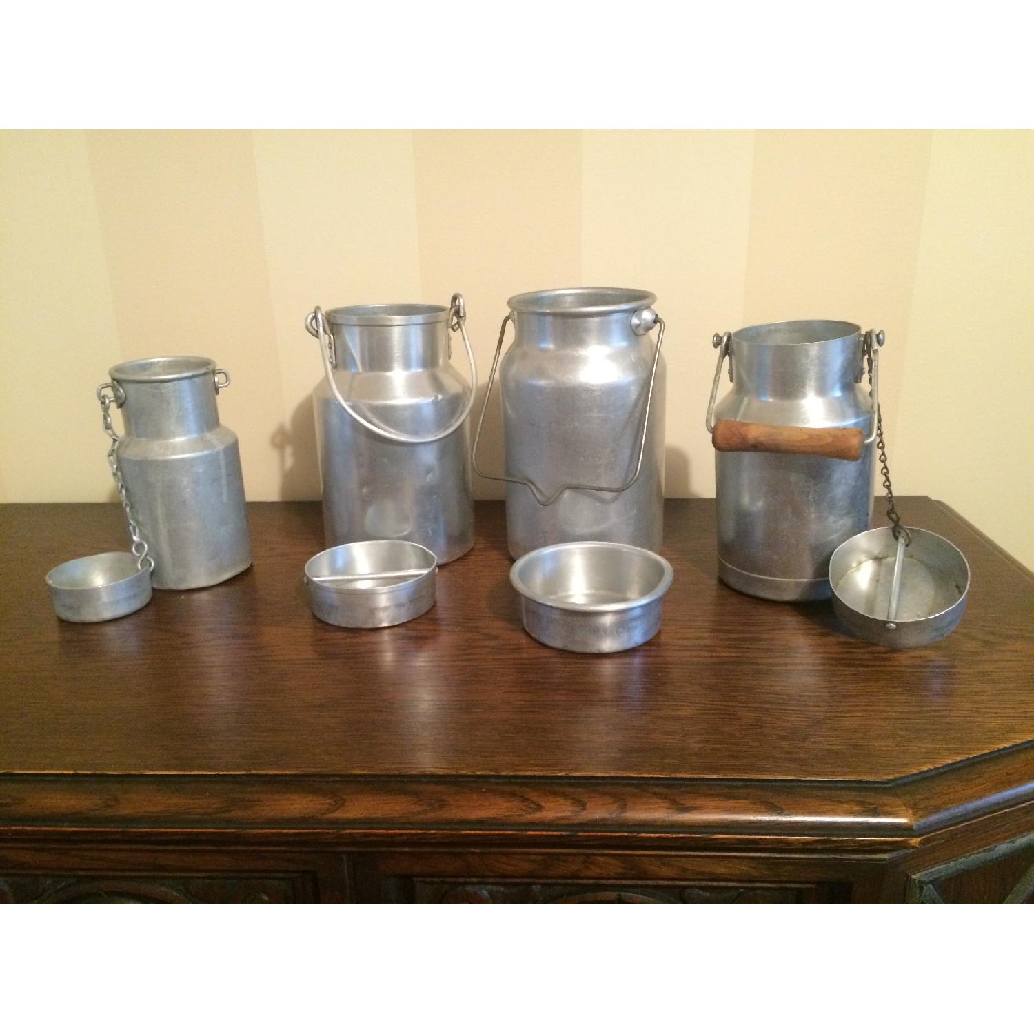 French Metal Milk Containers/Pails/Carriers w/ Lids - image-1