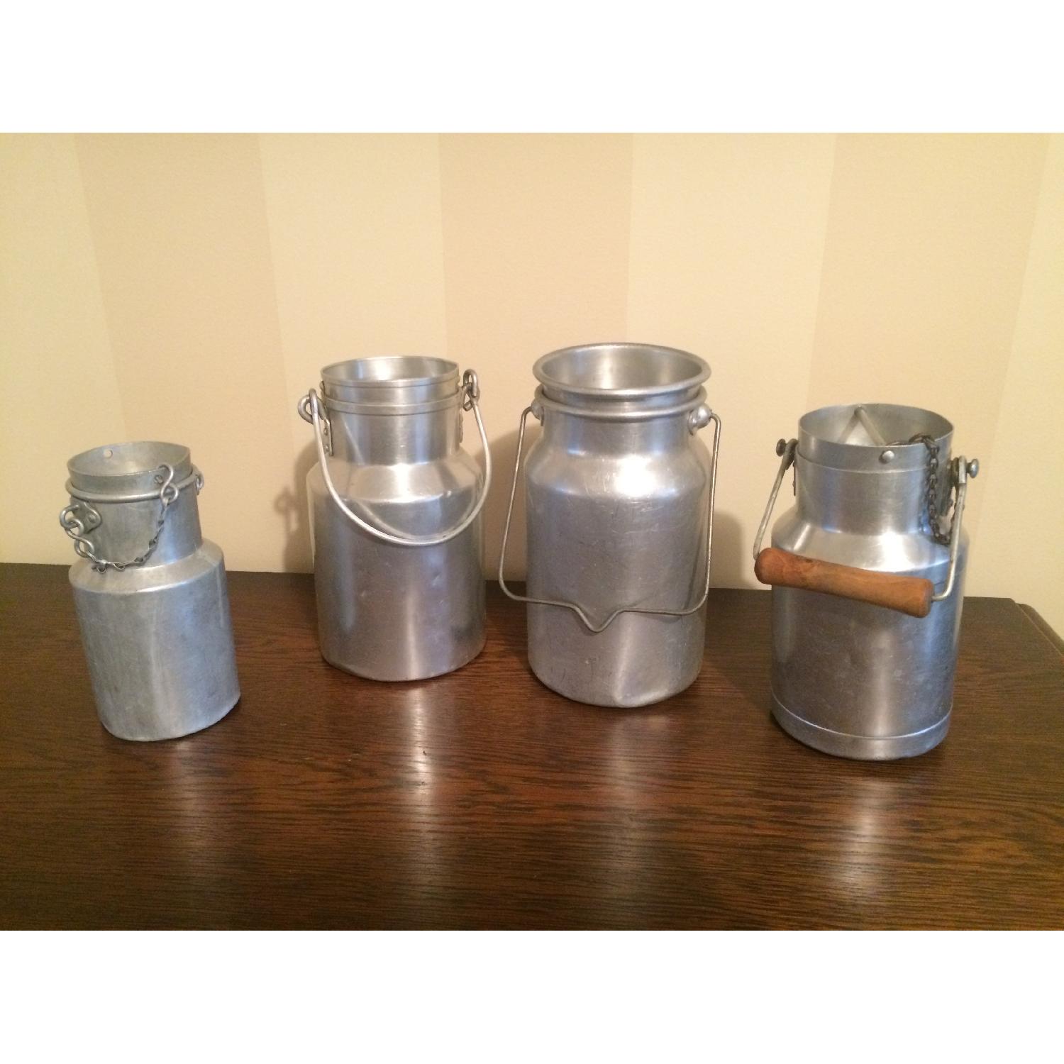 French Metal Milk Containers/Pails/Carriers w/ Lids - image-2