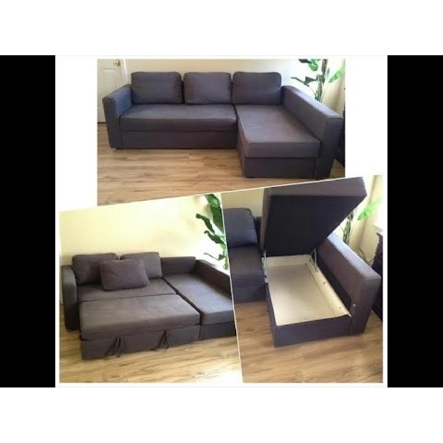 Ikea Manstad Sectional Sofa Bed w/ Storage in Dark Grey - image-1