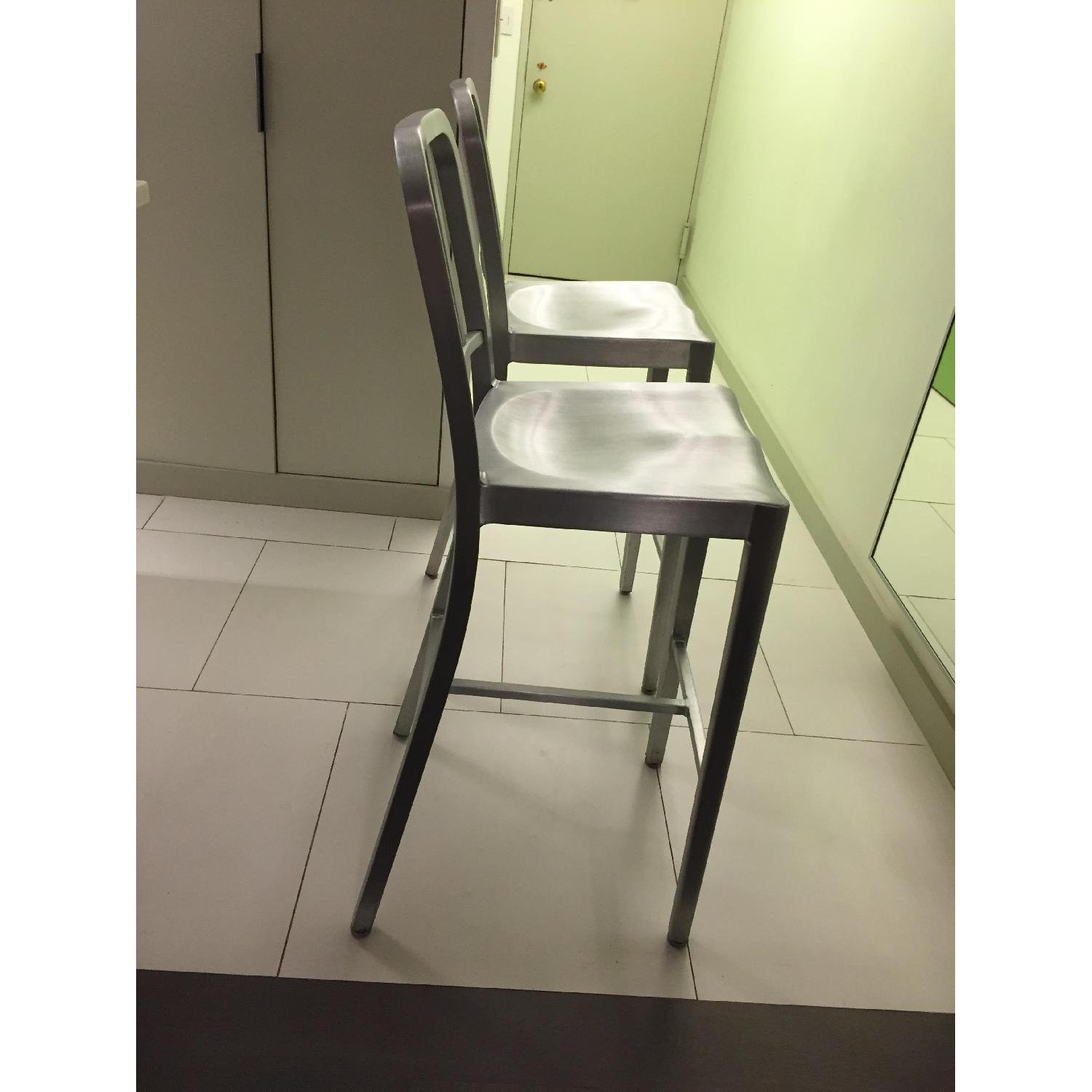 Emeco Navy Brushed Aluminum Bar Stools - image-3