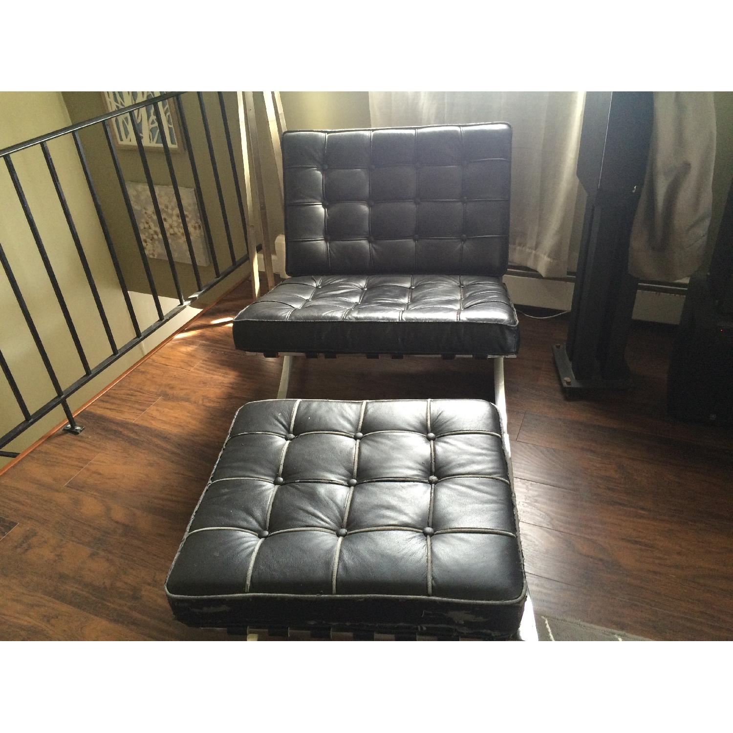 Barcelona Style Chair & Ottoman - image-1