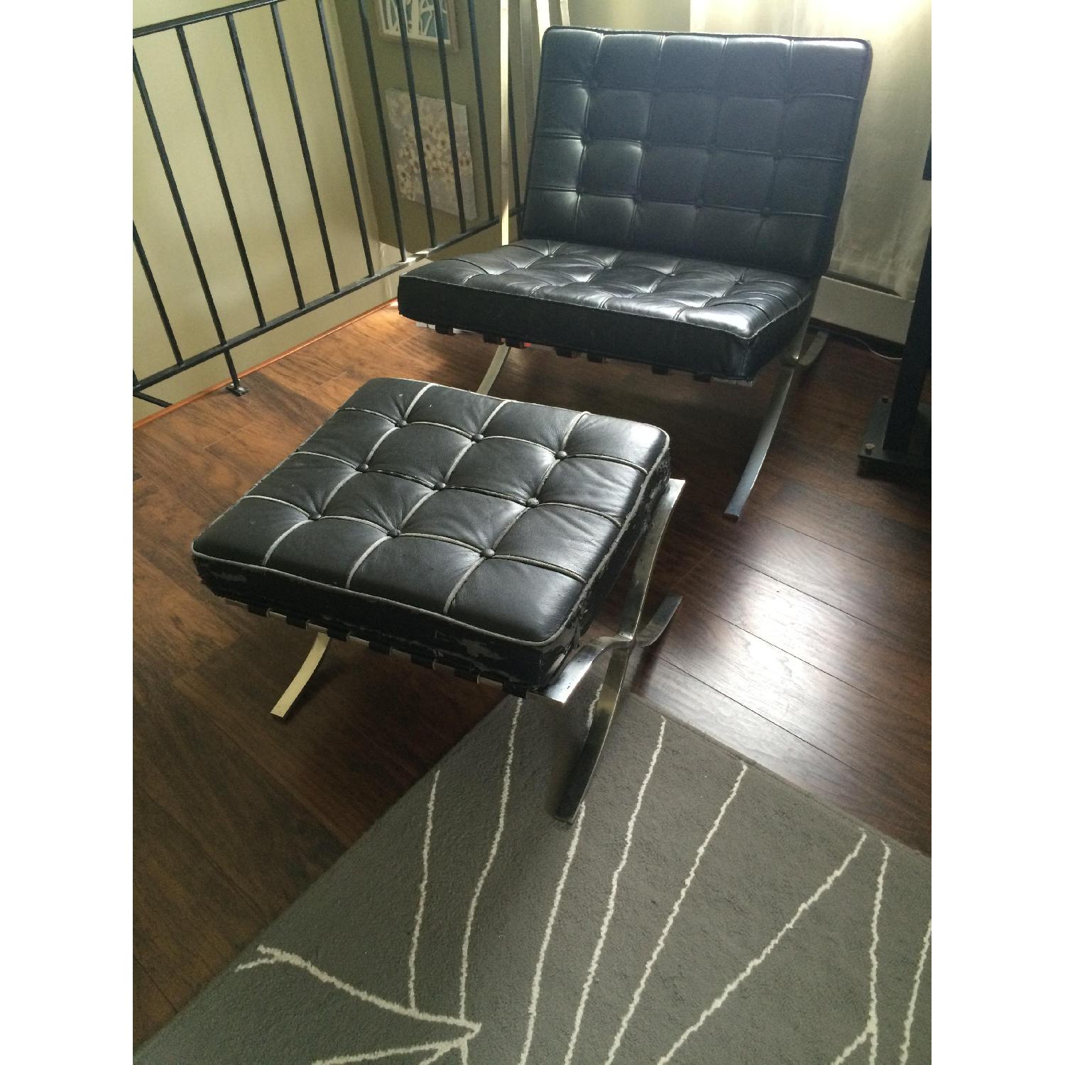 Barcelona Style Chair & Ottoman - image-3
