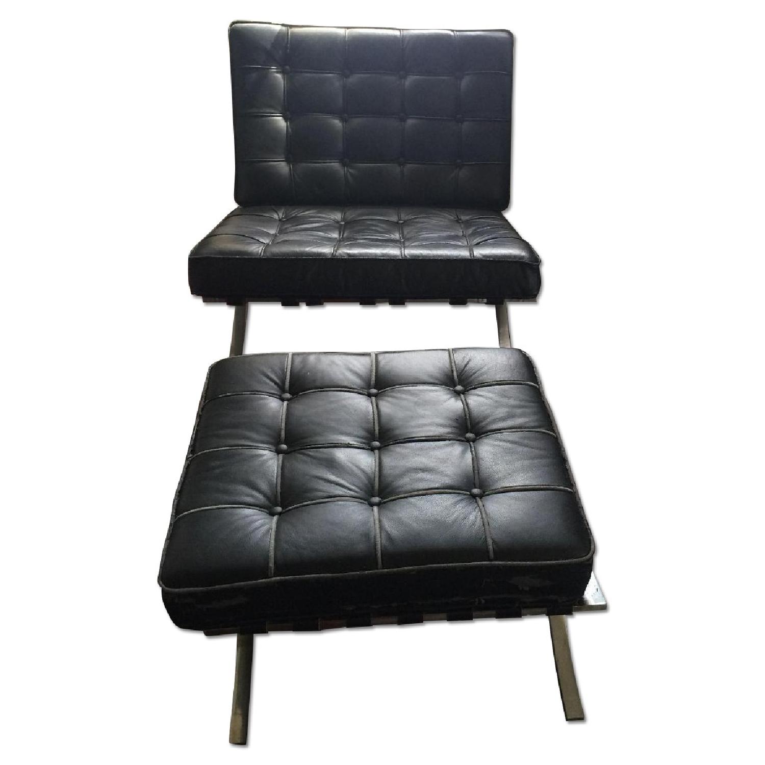 Barcelona Style Chair & Ottoman - image-0