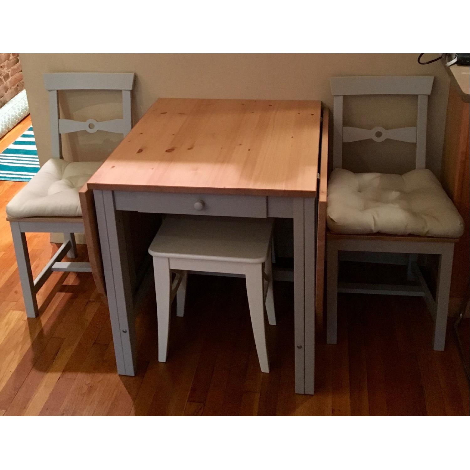 Ikea Expandable Dining Table w/ 2 Chairs & 2 Stools - image-1