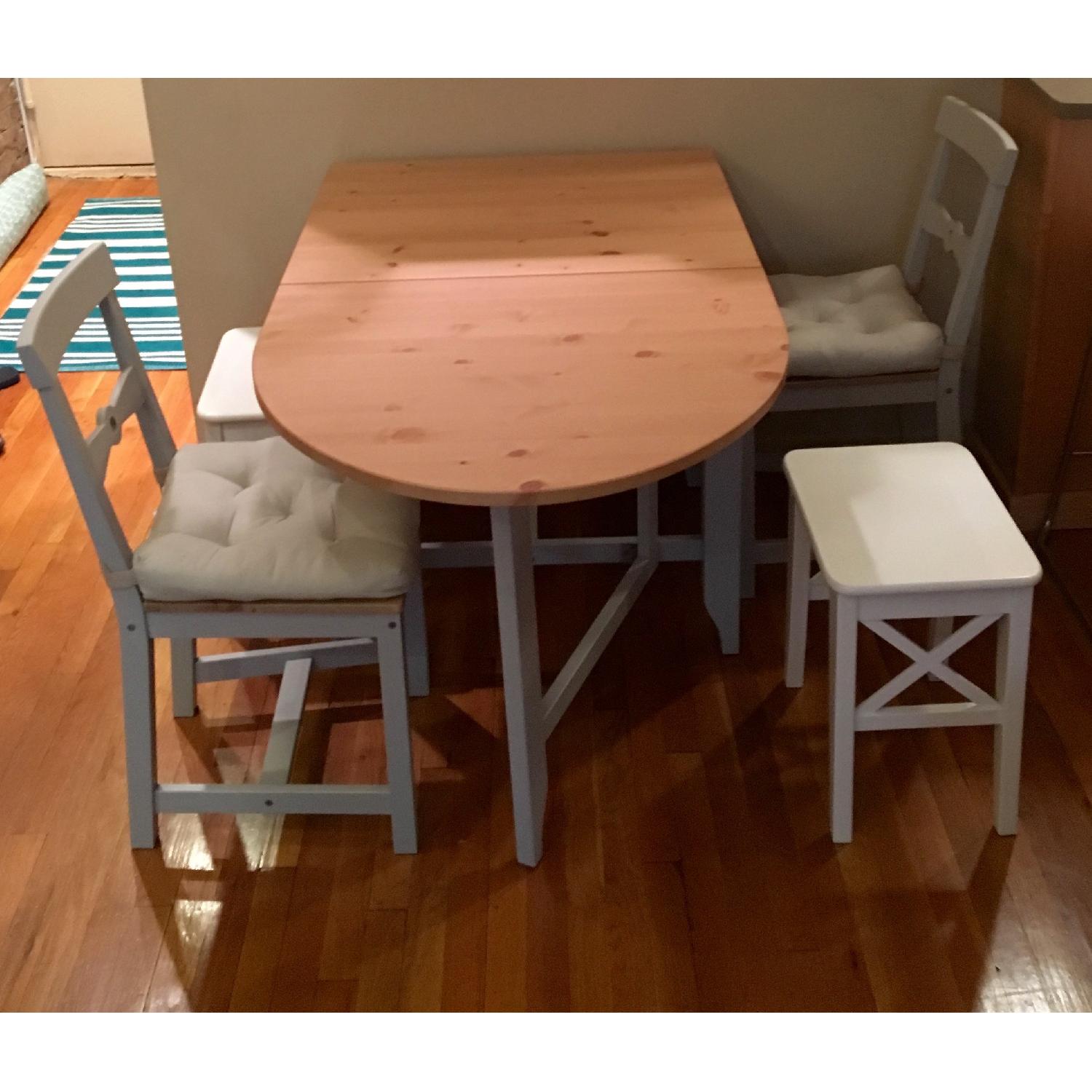 Ikea Expandable Dining Table w/ 2 Chairs & 2 Stools - image-2