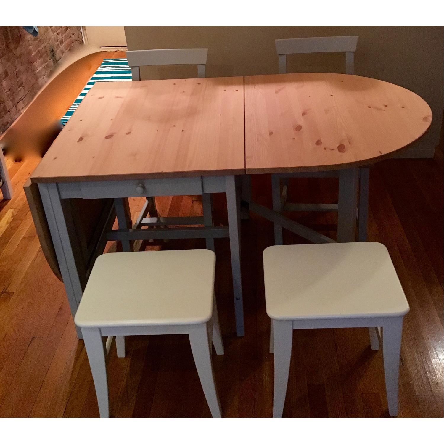 Ikea Expandable Dining Table w/ 2 Chairs & 2 Stools - image-3
