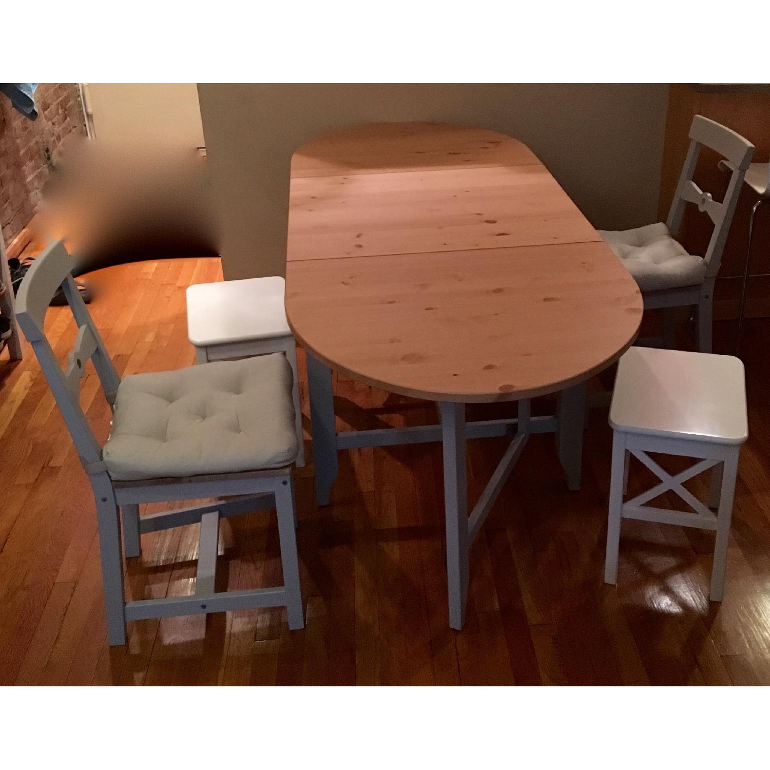 Ikea Expandable Dining Table w/ 2 Chairs & 2 Stools - image-5