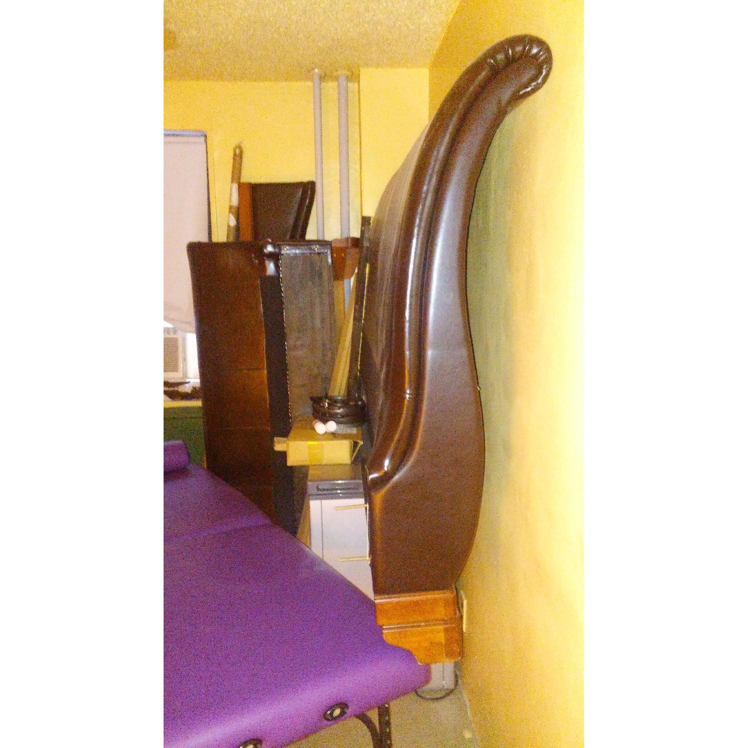 Raymour & Flanigan Brown Leather Sleigh bed - image-2