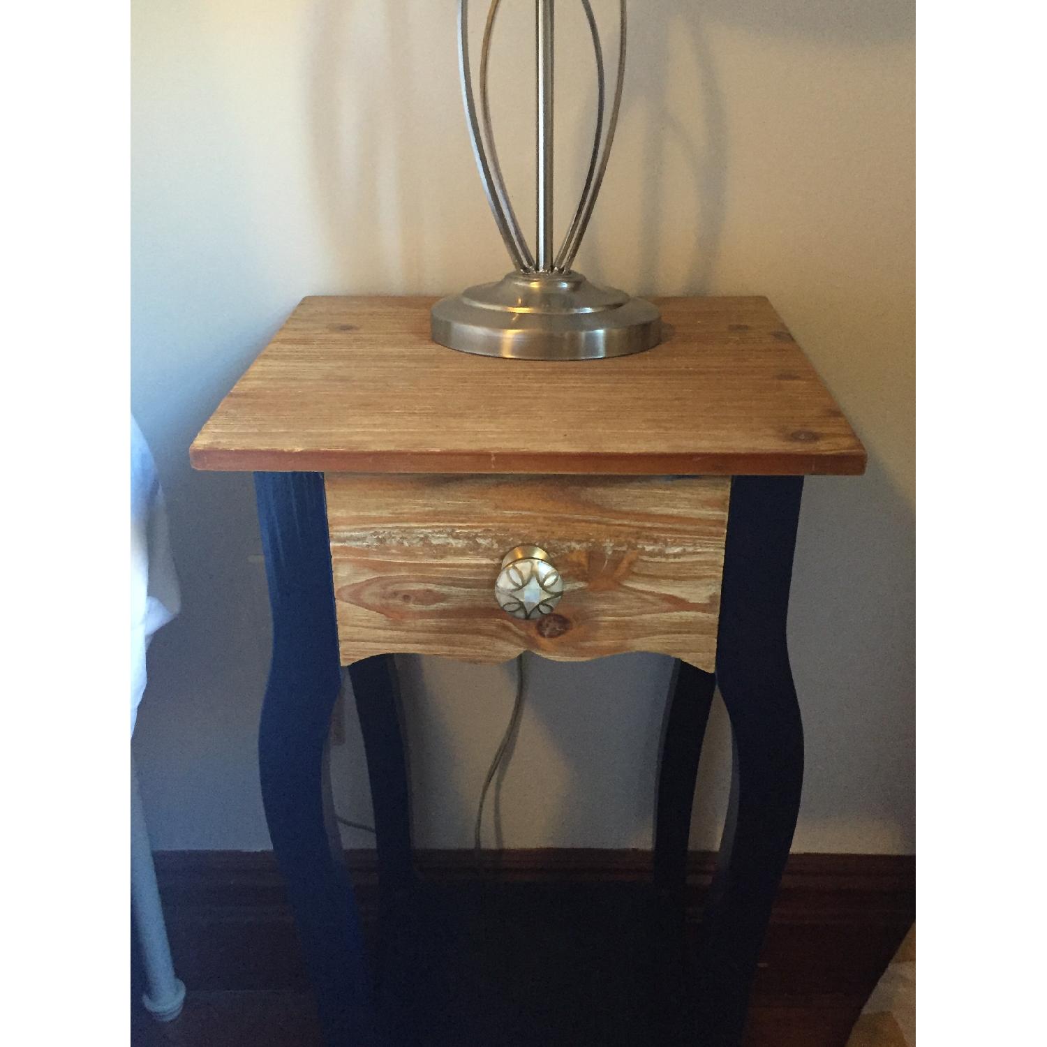 HomeGoods Navy Nightstand w/ Anthropologie Knob - image-3