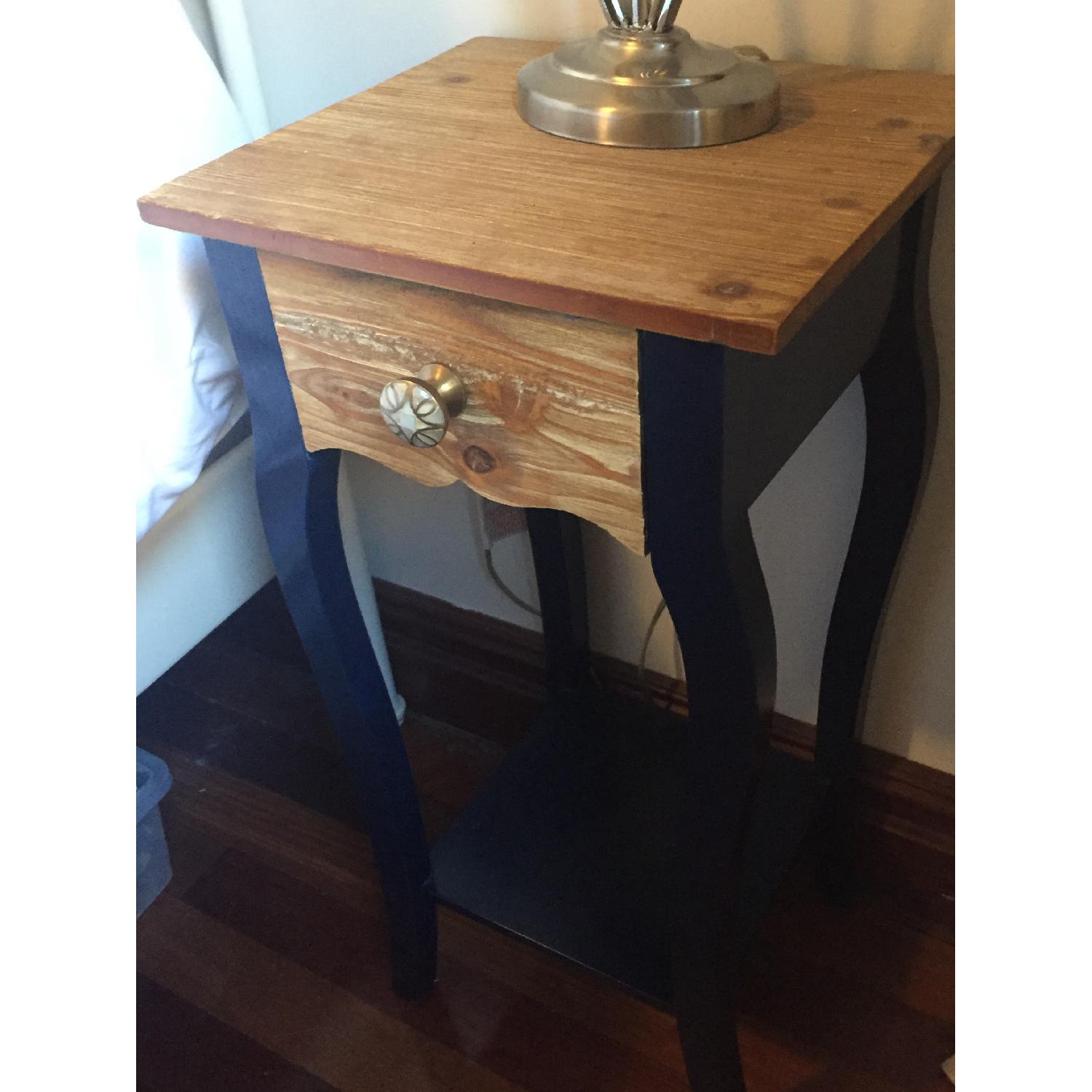 HomeGoods Navy Nightstand w/ Anthropologie Knob - image-4