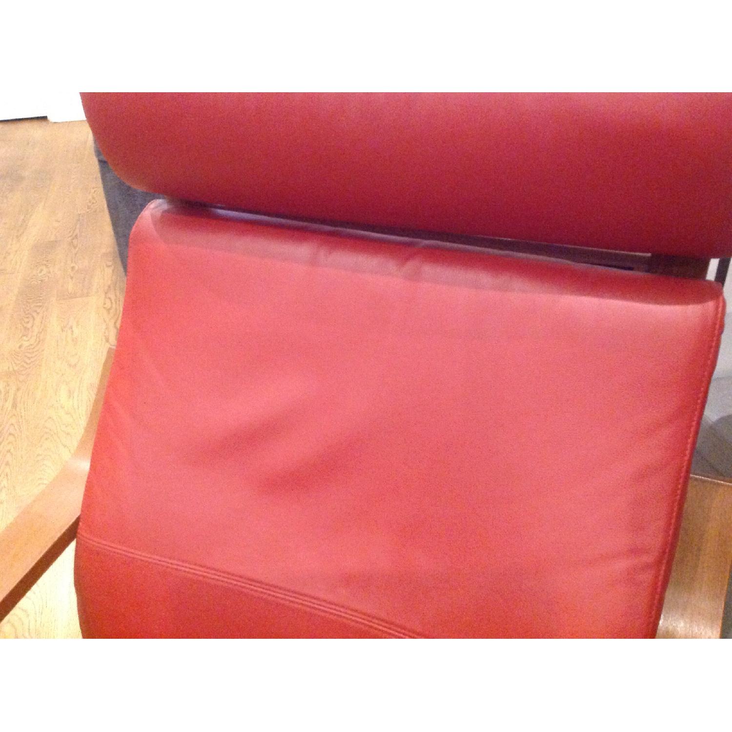 Ikea Poang Red Leather Chair & Ottoman - image-6